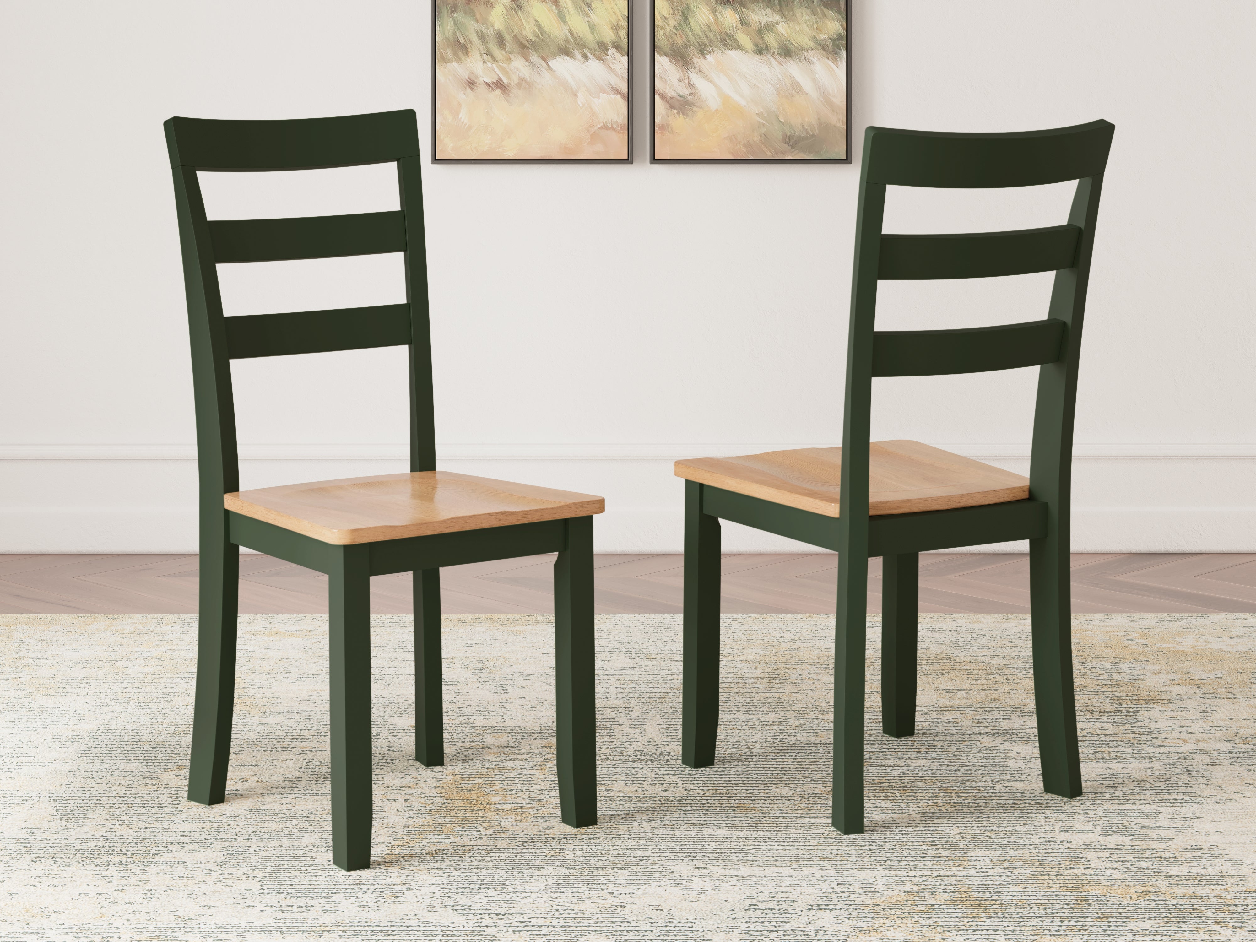 Fine Furniture & Decor - Ashley Furniture - Gesthaven Dining Room - Dining Chair (Set of 2) / Natural/Green - D401-01X2