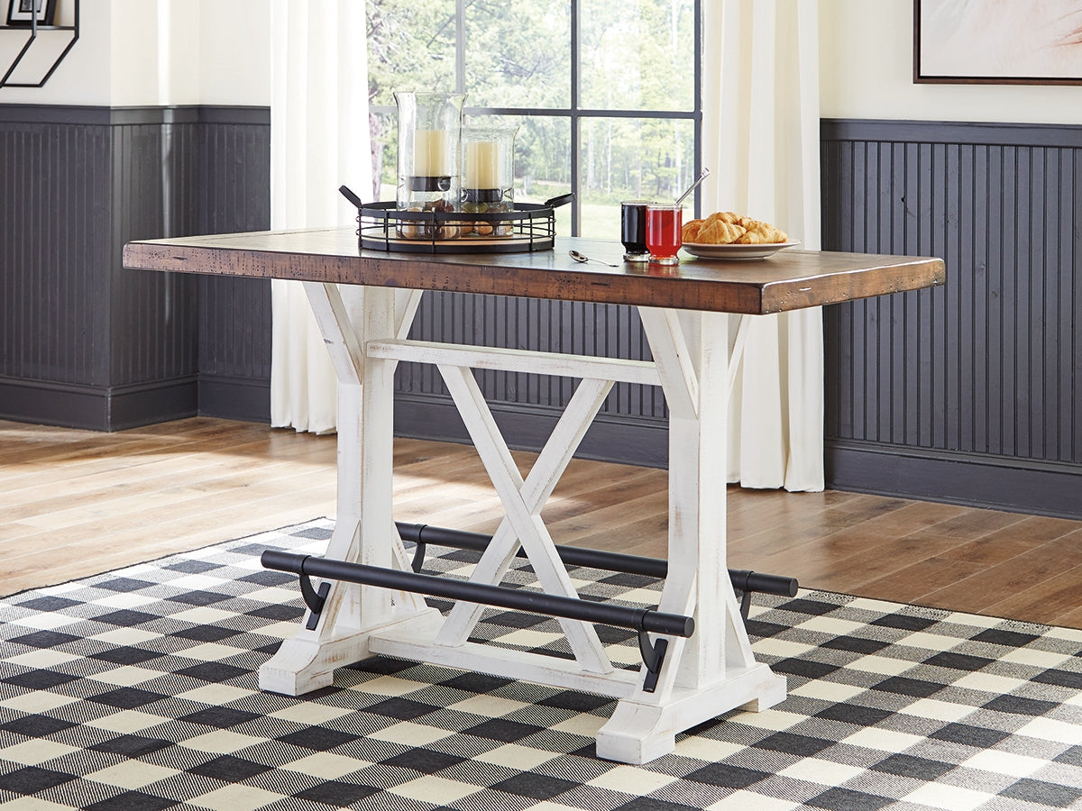 Fine Furniture & Decor - Ashley Furniture - Valebeck Dining Room - RECT Dining Room Counter Table / White/Brown - D546-13