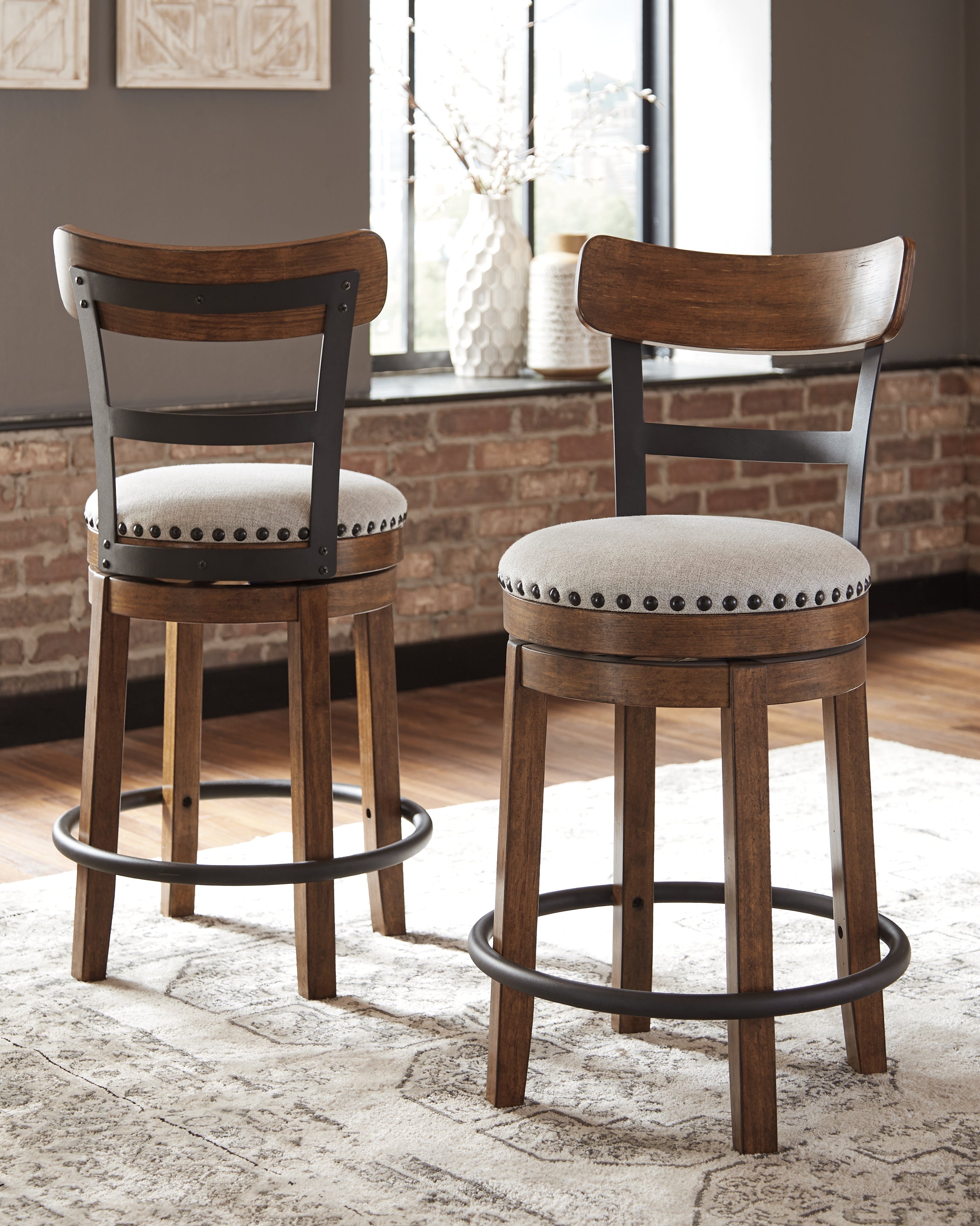 Fine Furniture & Decor - Ashley Furniture - Valebeck Dining Room - UPH Swivel Barstool (1/CN) / Brown - D546-424