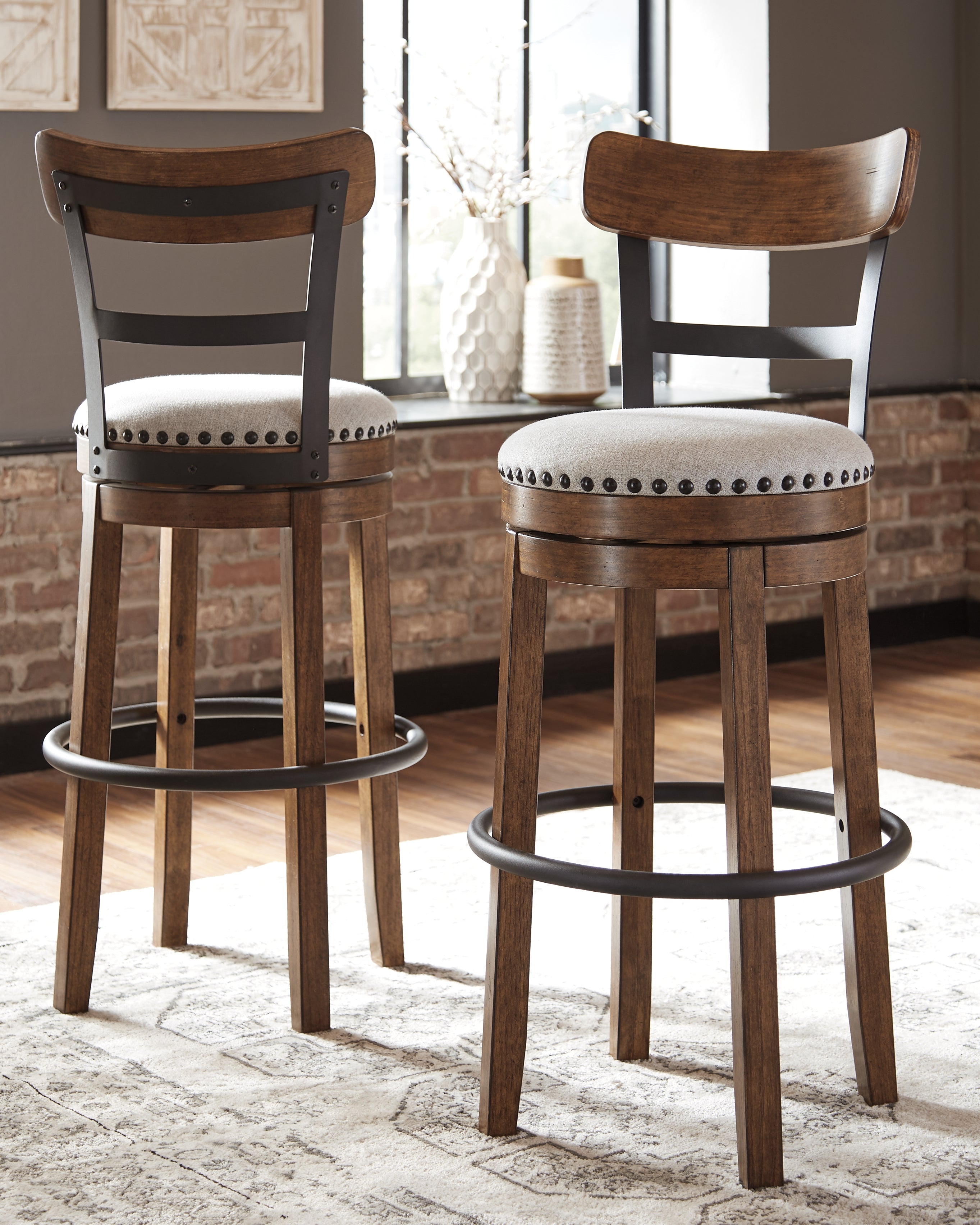 Fine Furniture & Decor - Ashley Furniture - Valebeck Dining Room - Tall UPH Swivel Barstool(1/CN) / Brown - D546-430