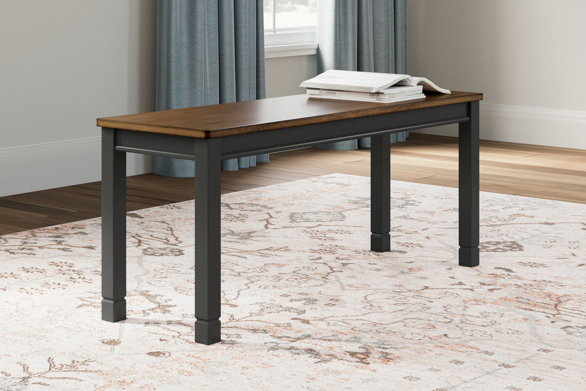 Fine Furniture & Decor - Ashley Furniture - Owingsville Dining Room - Large Dining Room Bench / Black/Brown / 42"W x 14"D x 18"H - D580-00