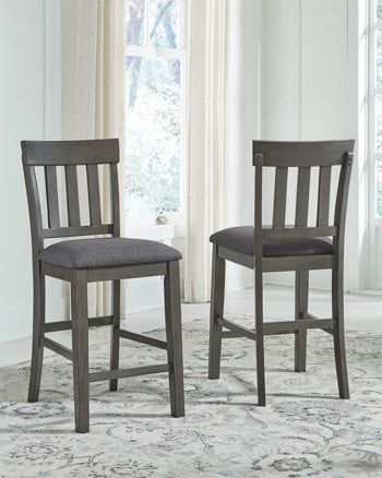 Fine Furniture & Decor - Ashley Furniture - Hallanden Dining Room - Counter Height Bar Stool (Set of 2) / Two-tone Gray - D589-124X2