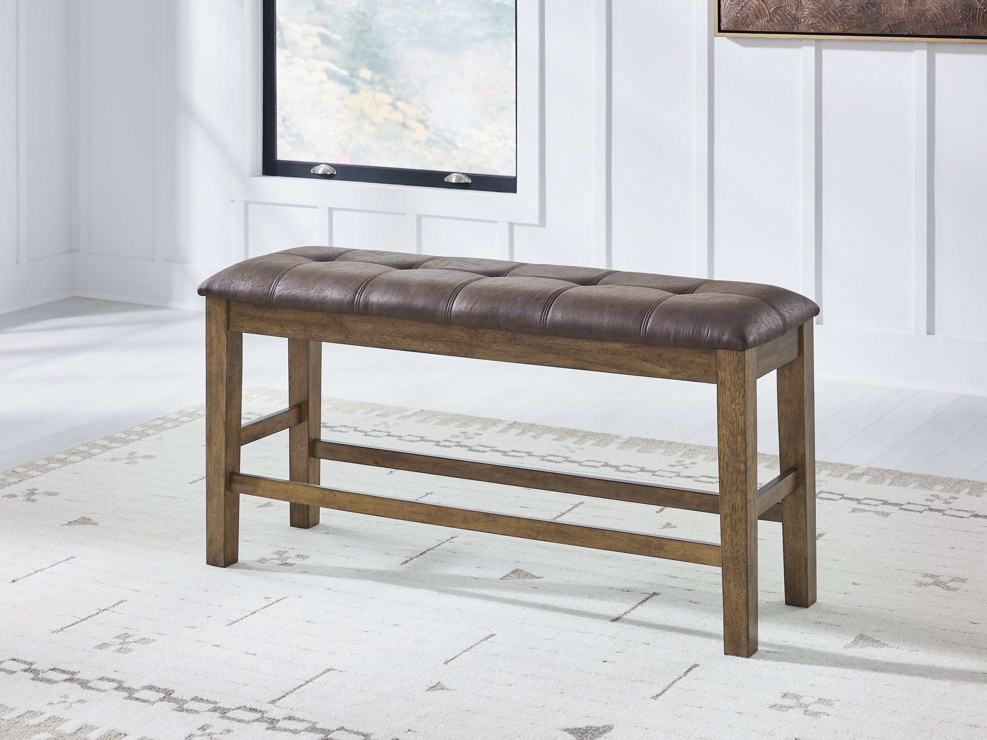 Fine Furniture & Decor - Ashley Furniture - Urbinforte Dining Room - DBL Counter UPH Bench (1/CN) / Light Brown / 50"W x 16"D x 26"H - PCD592-09