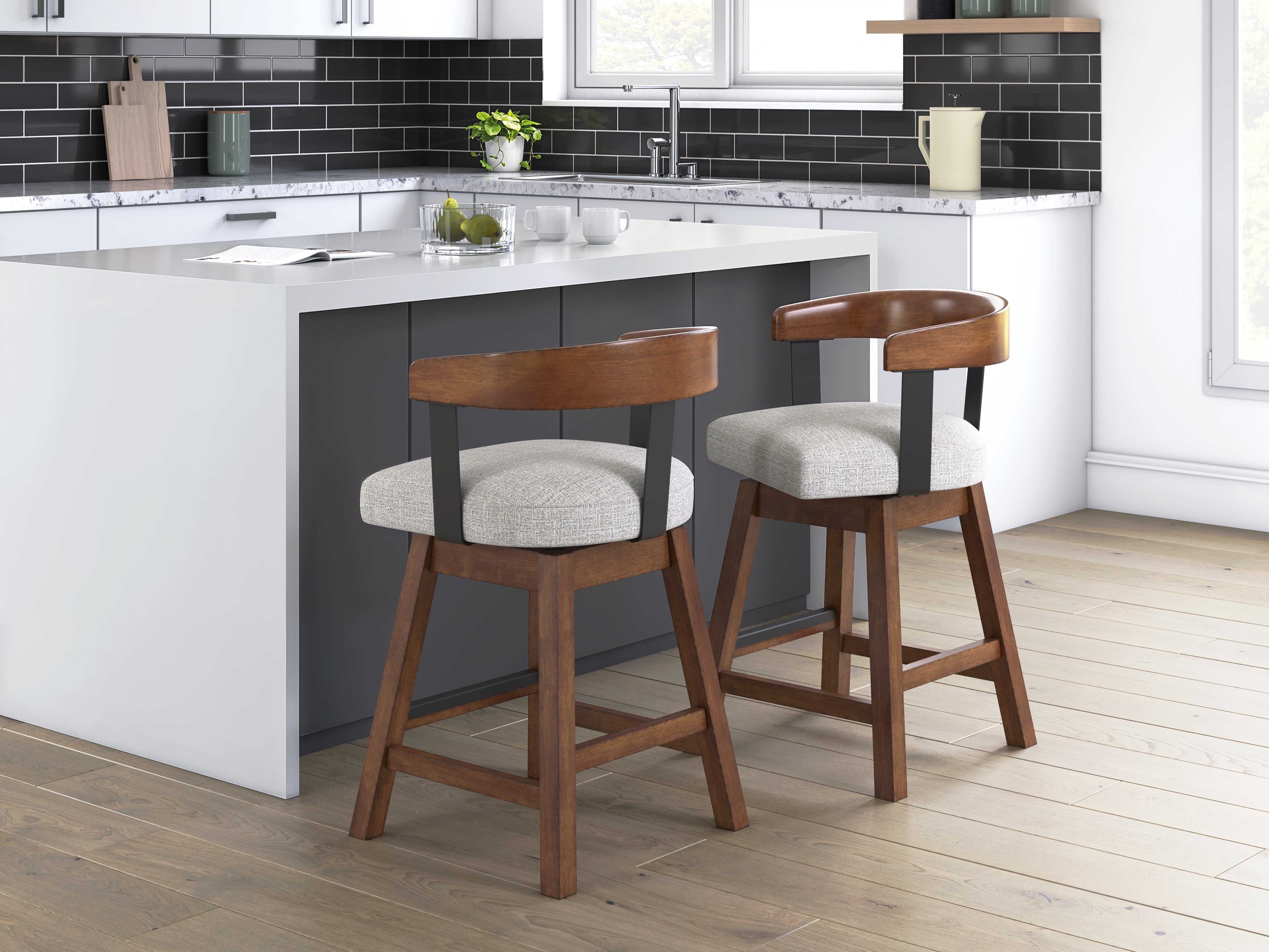 Fine Furniture & Decor - Ashley Furniture - Ralene Dining Room - Counter Height Barstool (Set of 2) / Medium Brown - D594-224X2