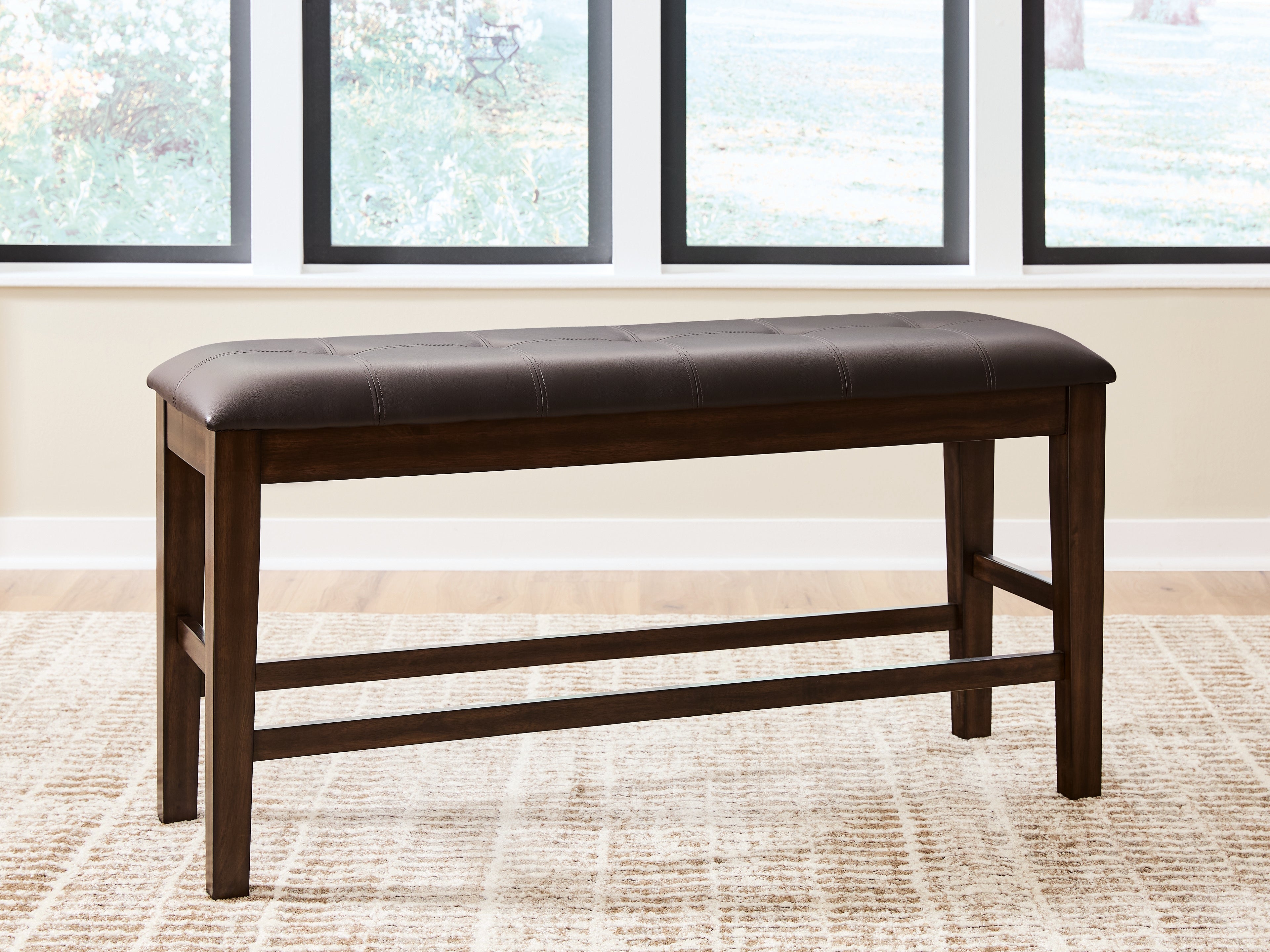 Fine Furniture & Decor - Ashley Furniture - Haddigan Dining Room - DBL Counter UPH Bench (1/CN) / Dark Brown - D596-09