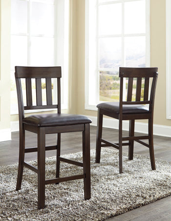 Fine Furniture & Decor - Ashley Furniture - Haddigan Dining Room - Counter Height Bar Stool (Set of 2) / Dark Brown - D596-124X2
