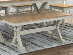 Fine Furniture & Decor - Ashley Furniture - Purlaney 48" Dining Bench - Large Dining Room Bench / Antique White/Natural / 48"W x 16"D x 19"H - PCD627-00