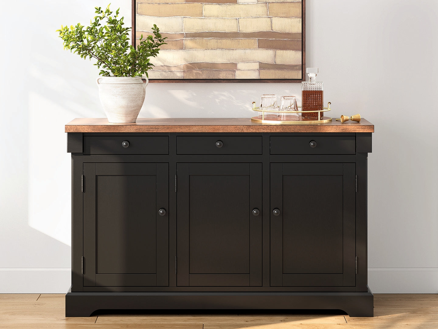 Fine Furniture & Decor - Ashley Furniture - Wildenauer Dining Room - Dining Room Buffet / Brown/Black - D634-80