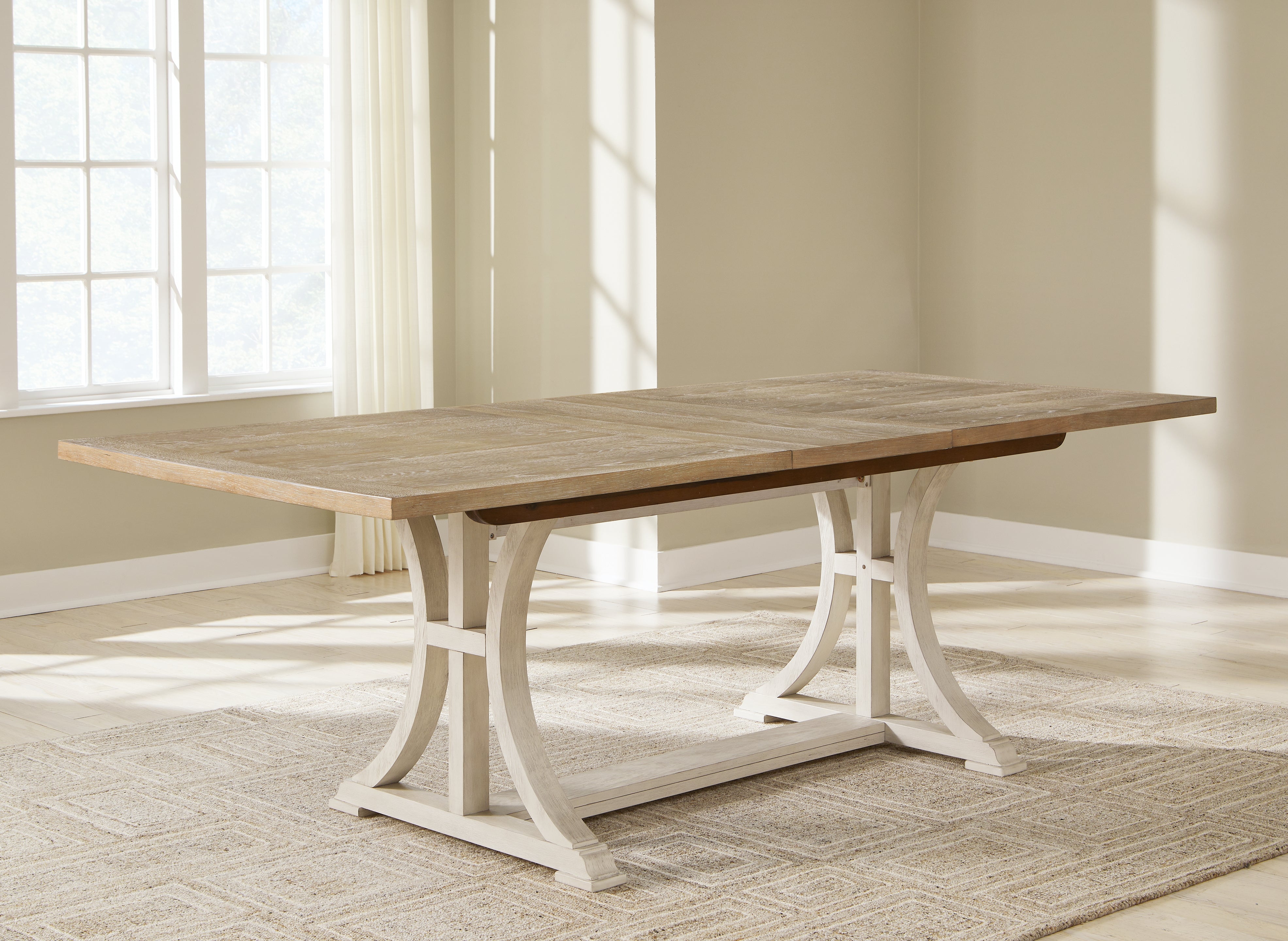 Fine Furniture & Decor - Ashley Furniture - Shaybrock Dining Room - RECT Dining Room EXT Table / Antique White/Brown - D683-35