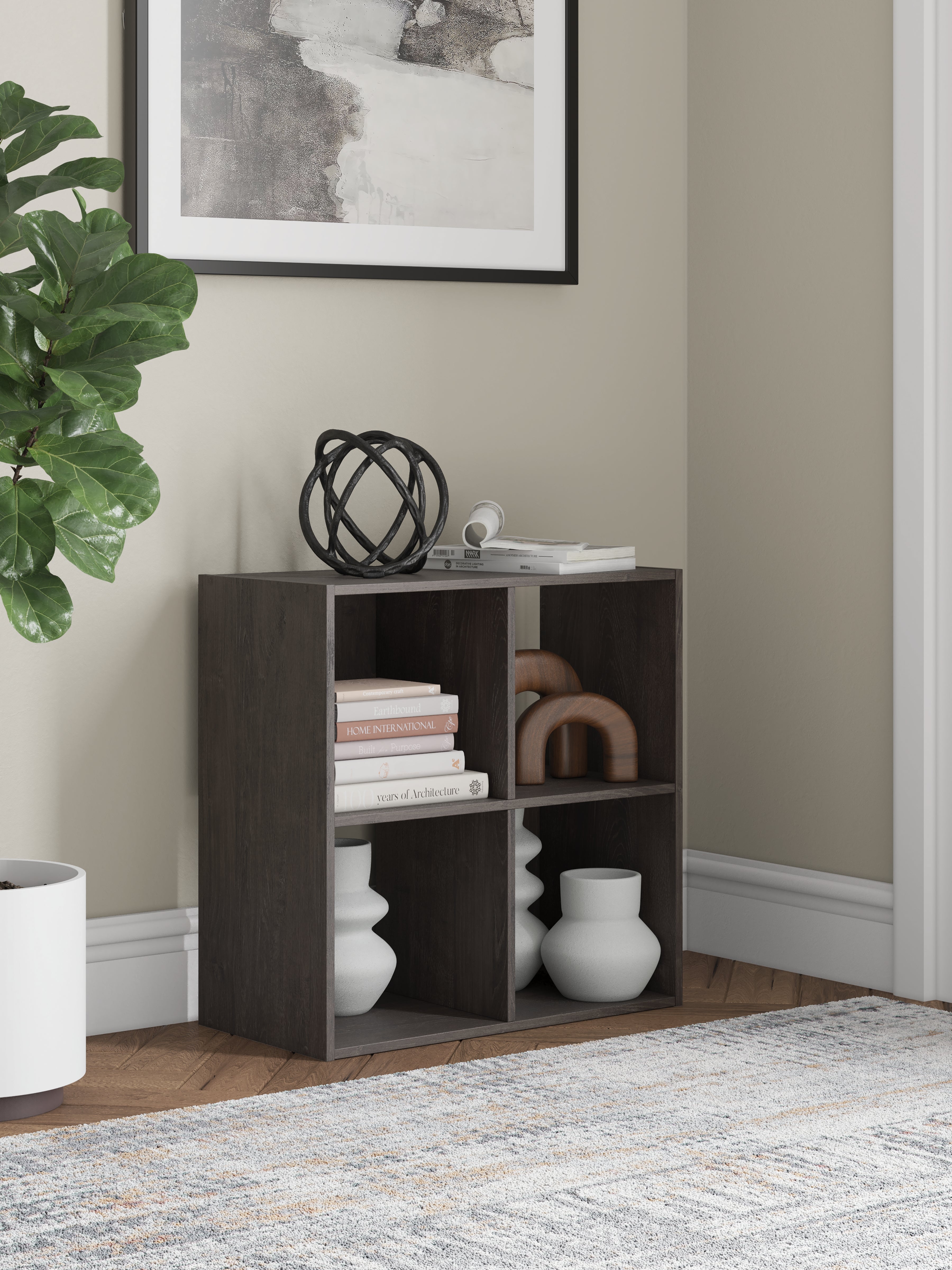 Fine Furniture & Decor - Ashley Furniture - Piperton Four Cube Organizer - Four Cube Organizer / Charcoal - EA5514-2X2
