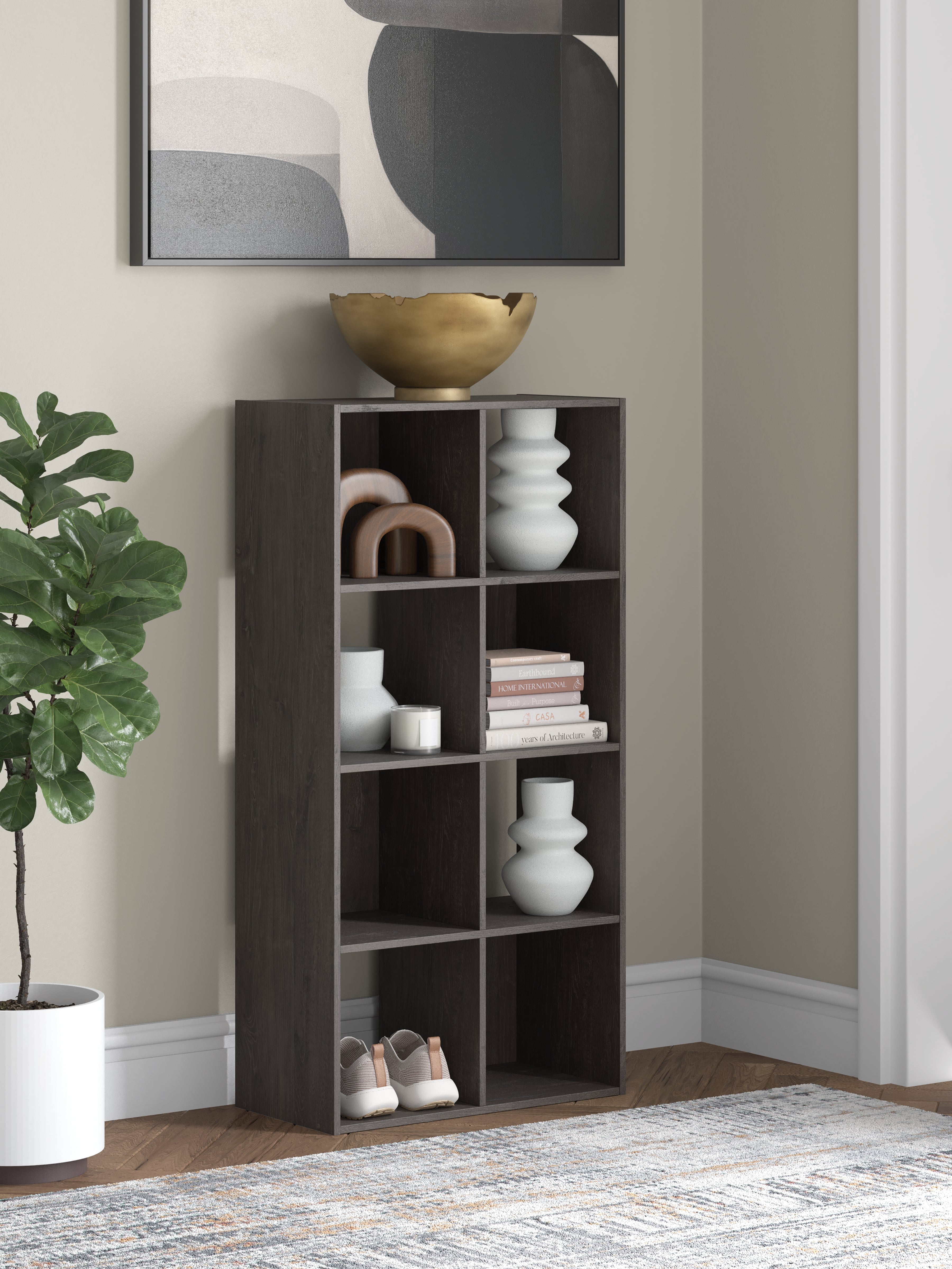 Fine Furniture & Decor - Ashley Furniture - Piperton Eight Cube Organizer - Eight Cube Organizer / Charcoal - EA5514-4X2