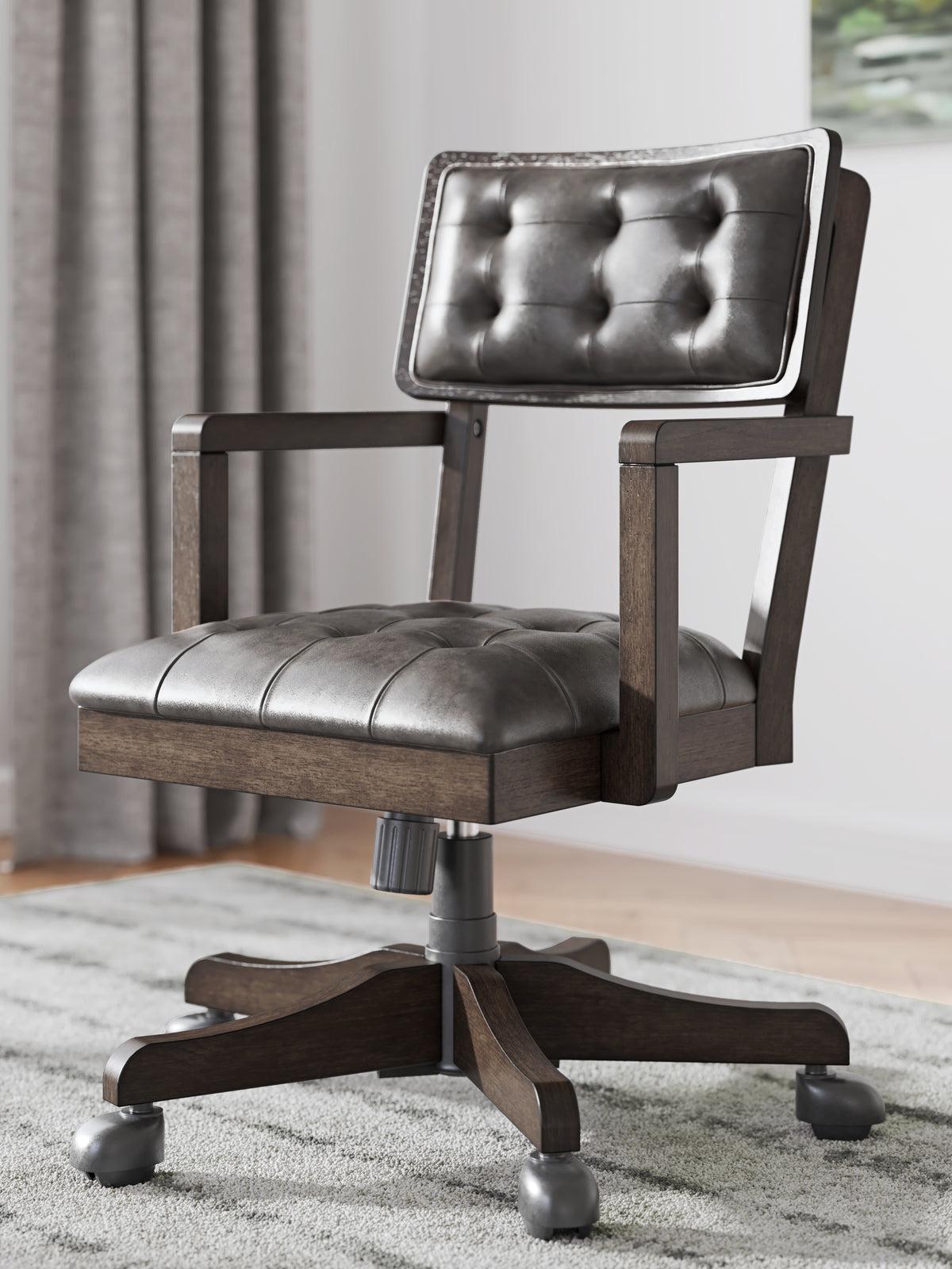 Fine Furniture & Decor - Ashley Furniture - Breckington Desk Chair - Home Office Desk Chair (1/CN) / Dark Brown - H556-01A