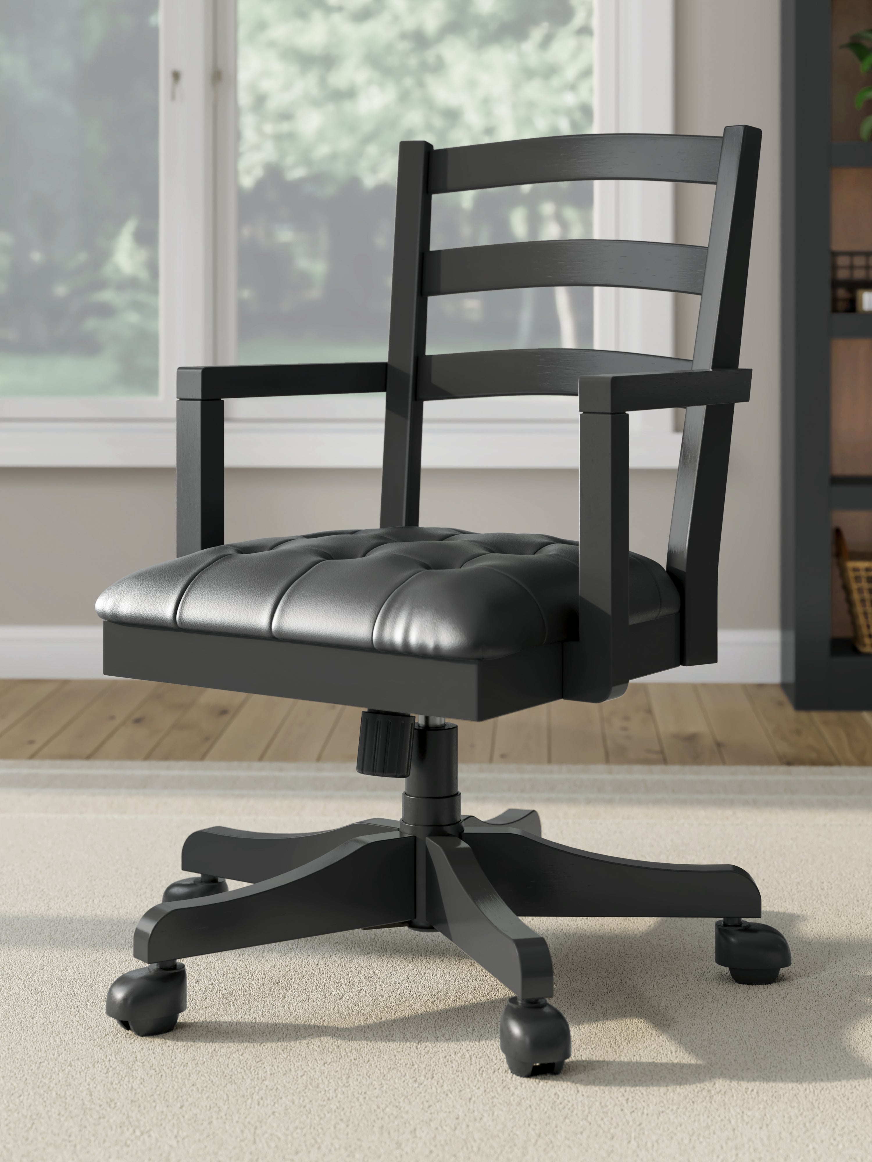 Fine Furniture & Decor - Ashley Furniture - Wildenauer Home Office Desk Chair - Home Office Swivel Desk Chair / Black - H664-01A