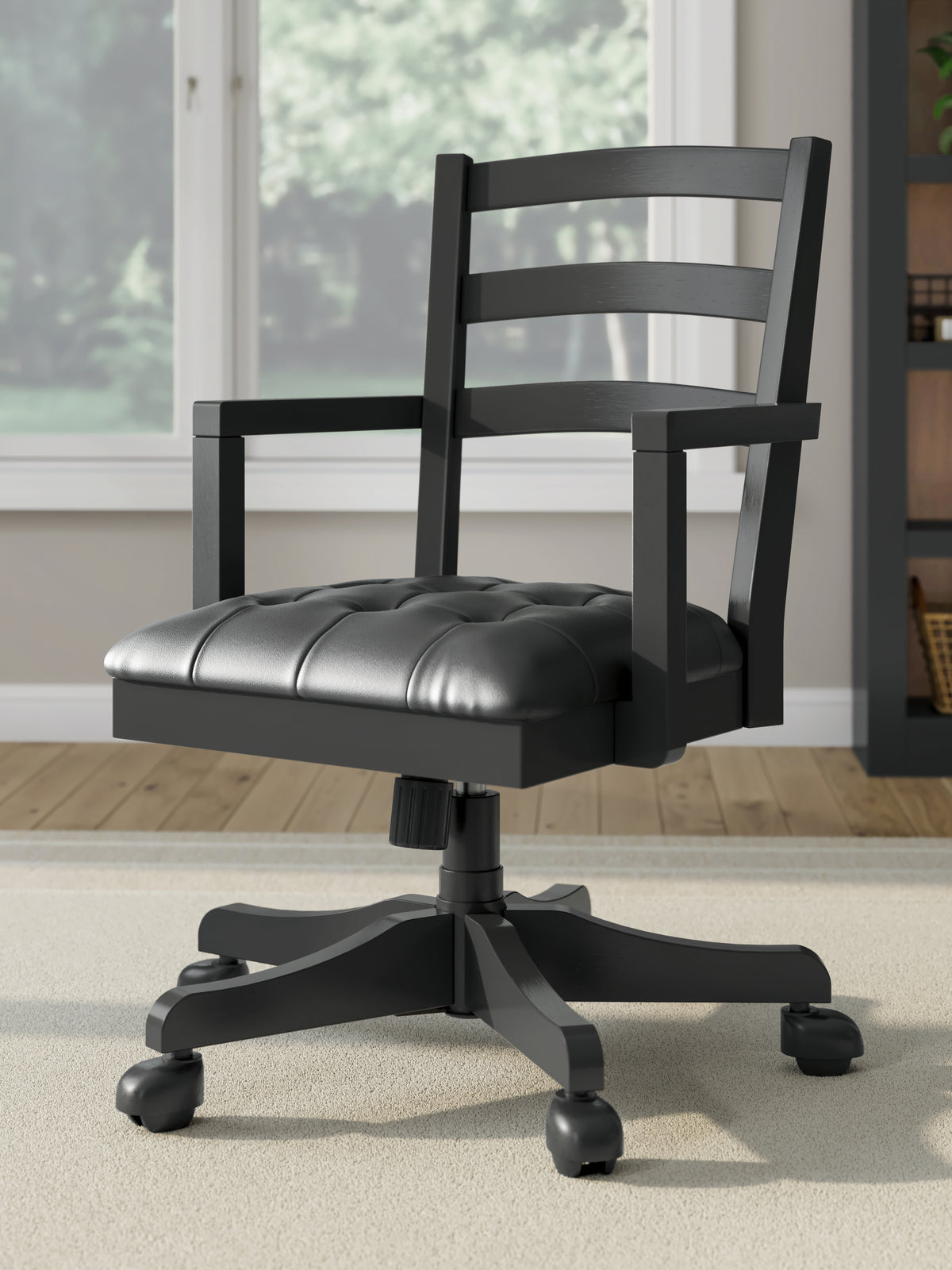 Fine Furniture & Decor - Ashley Furniture - Wildenauer Home Office Desk Chair - Home Office Swivel Desk Chair / Black - H664-01A
