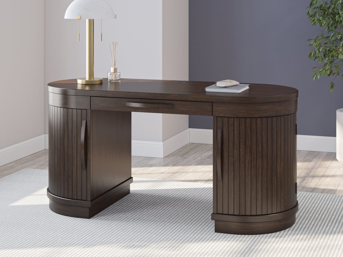 Fine Furniture & Decor - Ashley Furniture - Korestone Office Desk - Home Office Desk / Warm Brown - H687-27