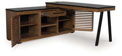 Fine Furniture & Decor - Ashley Furniture - Kallari Office Desk - Credenza with Desk Return / Warm Brown/Black - H737H1