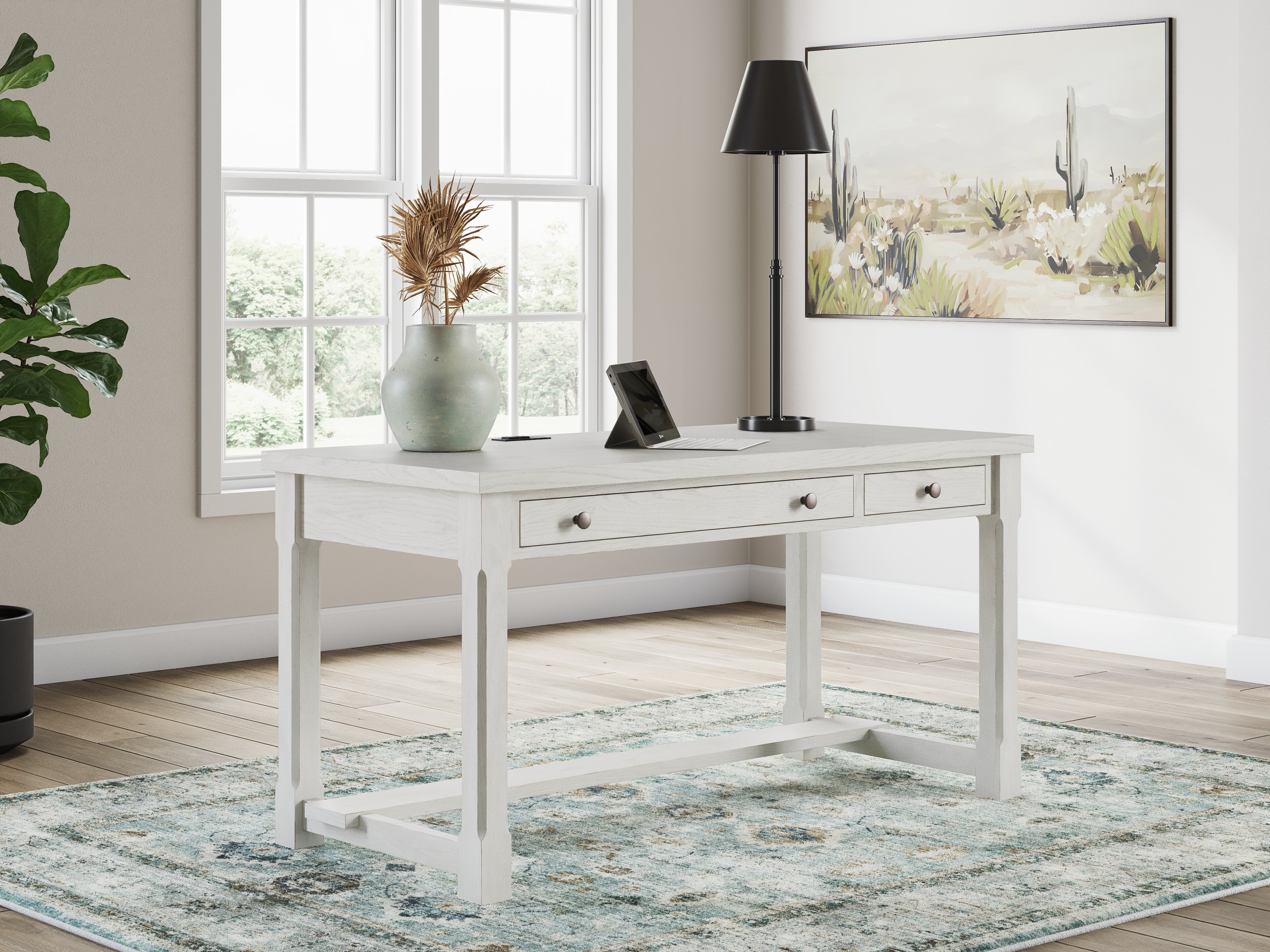 Fine Furniture & Decor - Ashley Furniture - Robbinsdale Office Desk - Home Office Desk / Antique White - H742-34
