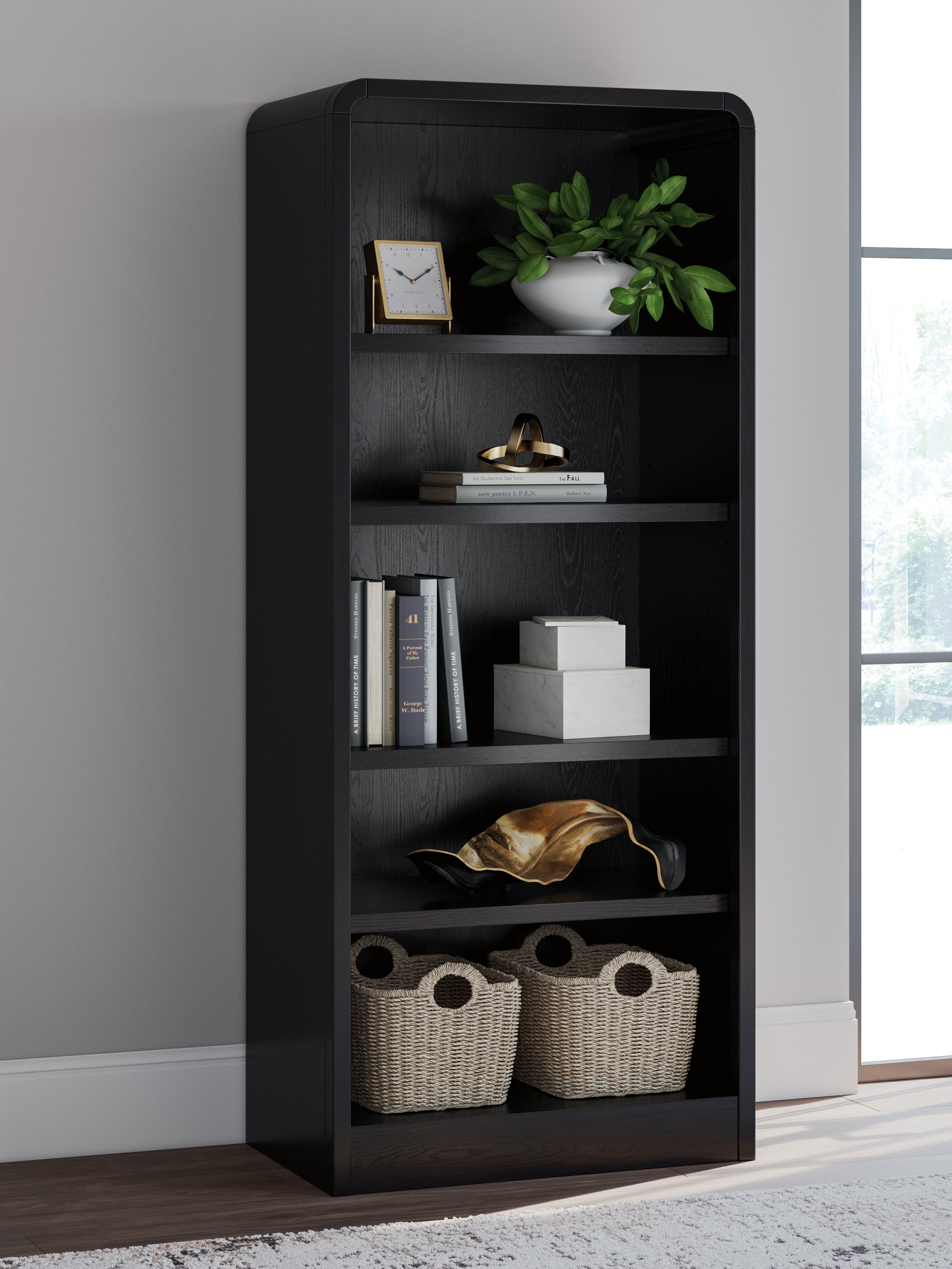 Fine Furniture & Decor - Ashley Furniture - Rowanbeck Bookcase - Large Bookcase / Black - H821-17