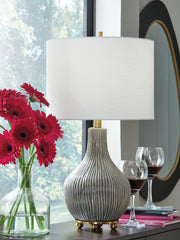 Fine Furniture & Decor - Ashley Furniture - Judlen Lighting - Ceramic Table Lamp (1/CN) / Gray/Gold Finish - L100844