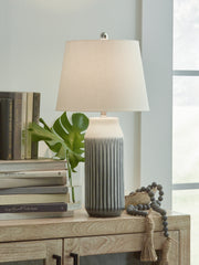 Fine Furniture & Decor - Ashley Furniture - Afener Lighting - Ceramic Table Lamp (Set of 2) / Blue/Beige - L177984