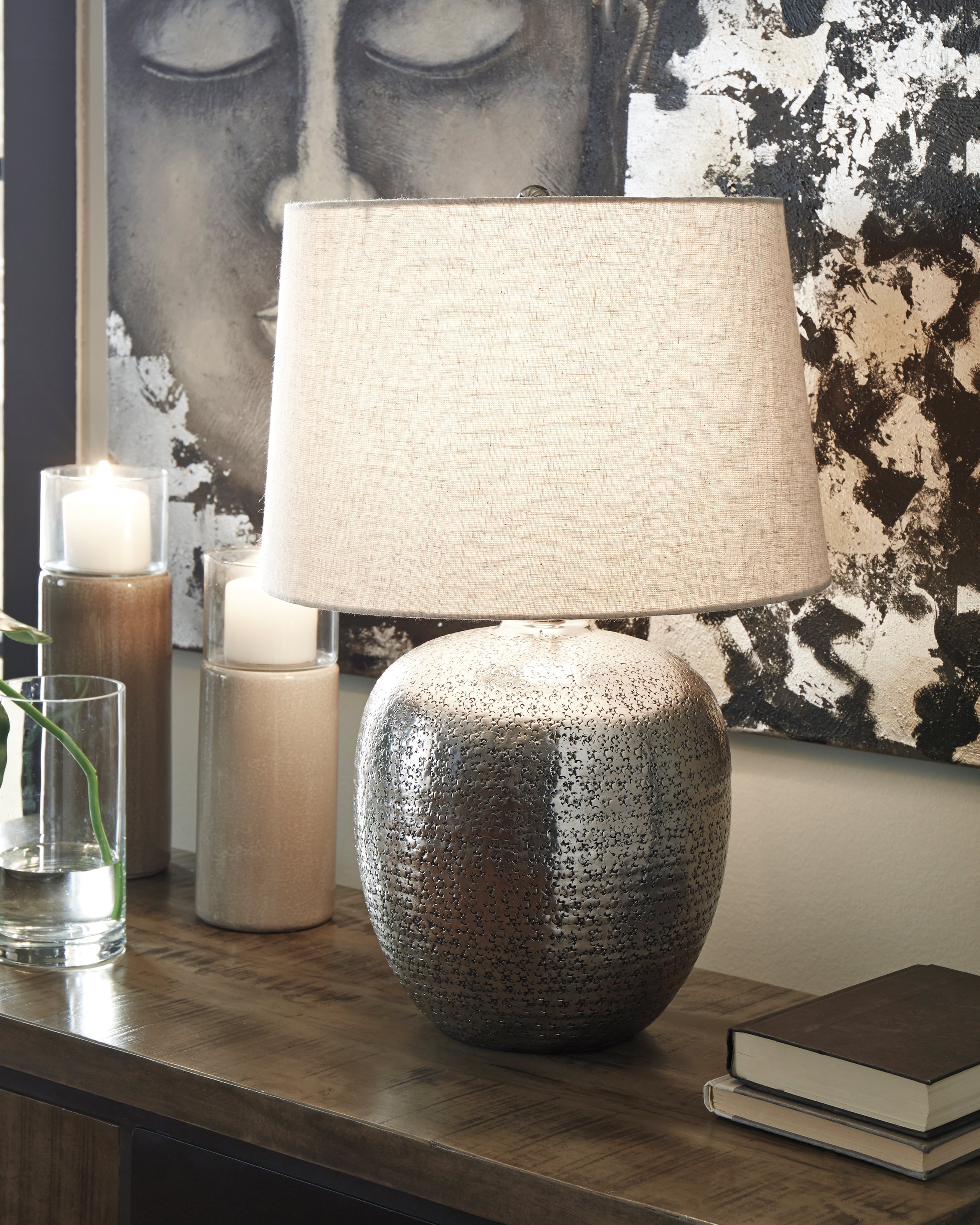 Fine Furniture & Decor - Ashley Furniture - Magalie Lighting - Table Lamp (Set of 2) / Antique Silver Finish - L207314X2