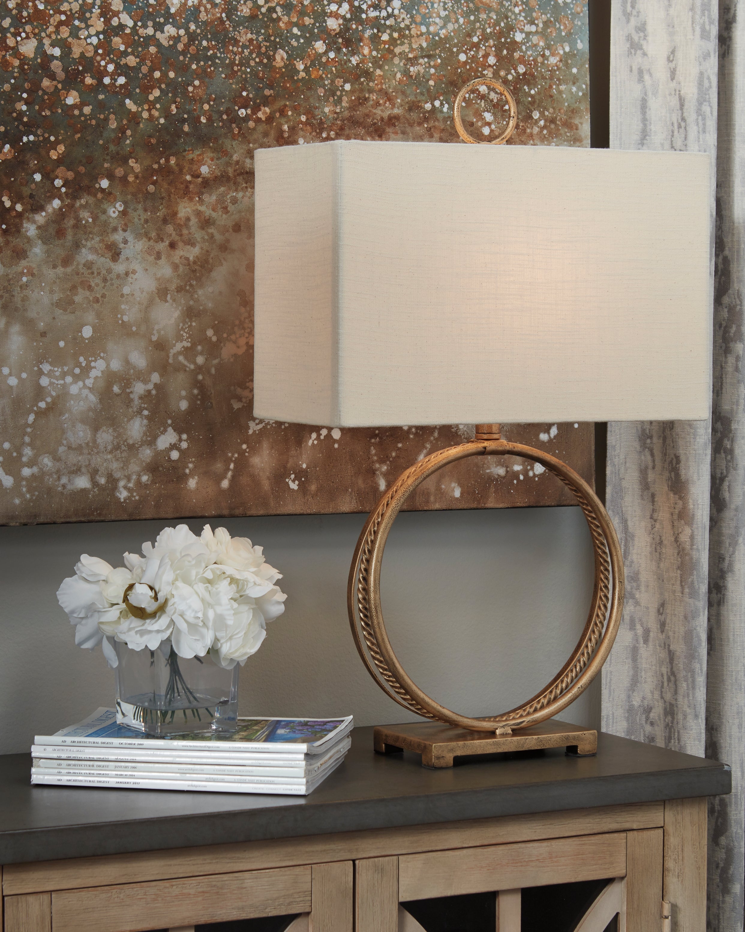 Fine Furniture & Decor - Ashley Furniture - Mahala Lighting - Table Lamp (Set of 2) / Antique Gold Finish - L208124X2