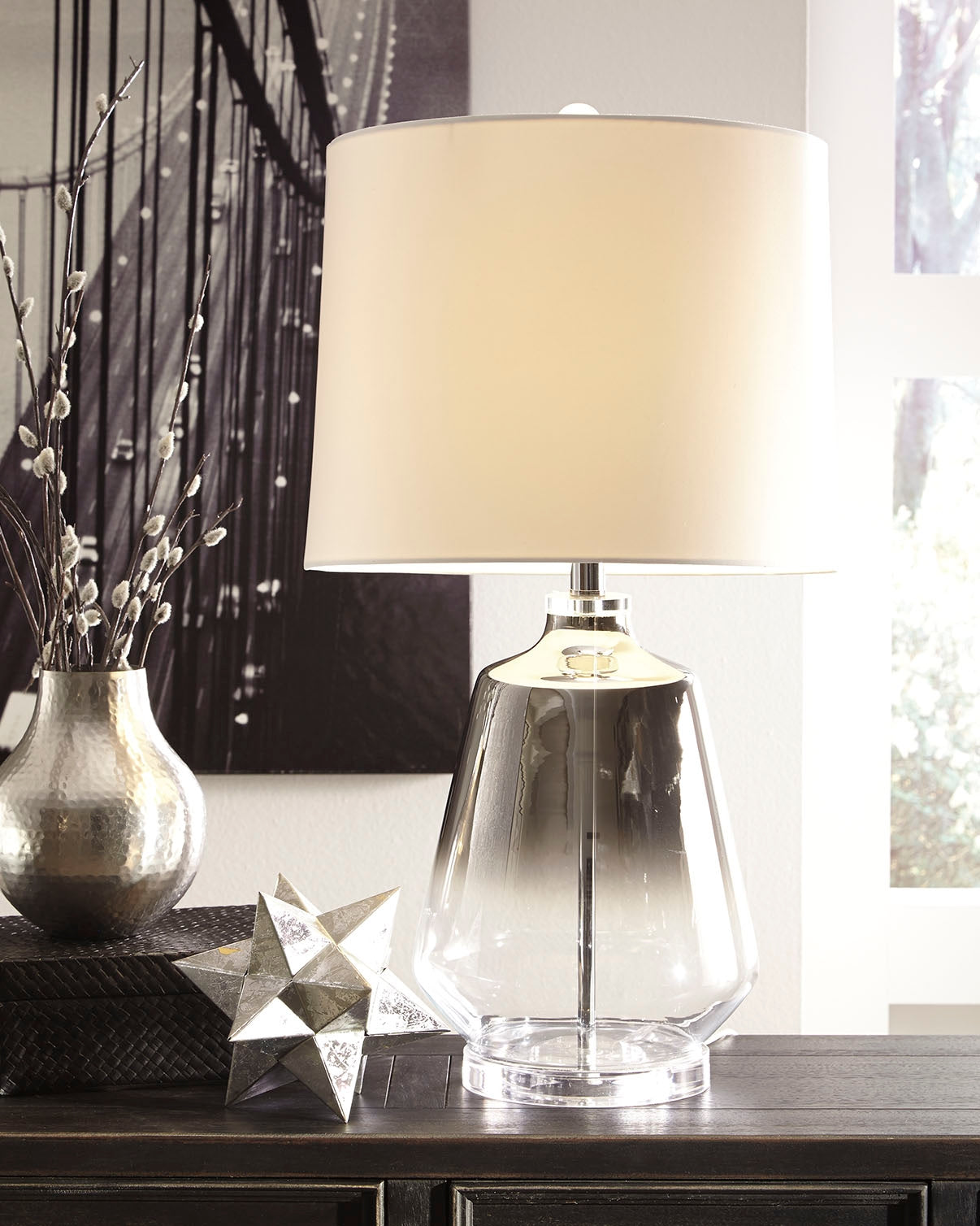 Fine Furniture & Decor - Ashley Furniture - Jaslyn Lighting - Table Lamp (Set of 2) / Silver Finish - L430414X2