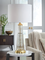 Fine Furniture & Decor - Ashley Furniture - Bakersboro Lighting - Glass Table Lamp (1/CN) / Clear/Gold Finish - L430884