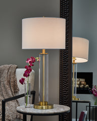 Fine Furniture & Decor - Ashley Furniture - Orenman Lighting - Glass Table Lamp (Set of 2) / Clear/Brass Finish - L431584