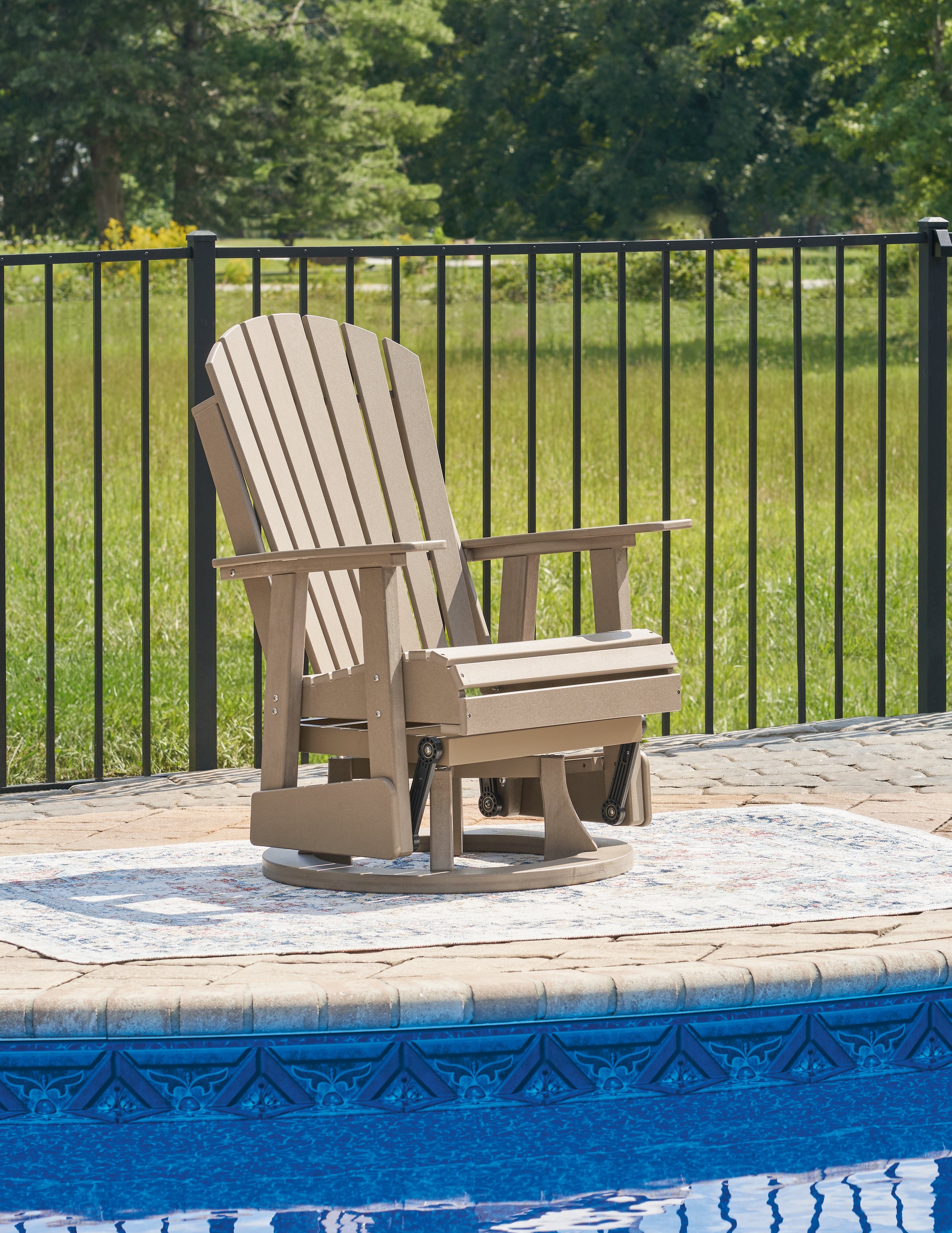 Fine Furniture & Decor - Ashley Furniture - Hyland wave Outdoor - Swivel Glider Chair / Driftwood - P114-820