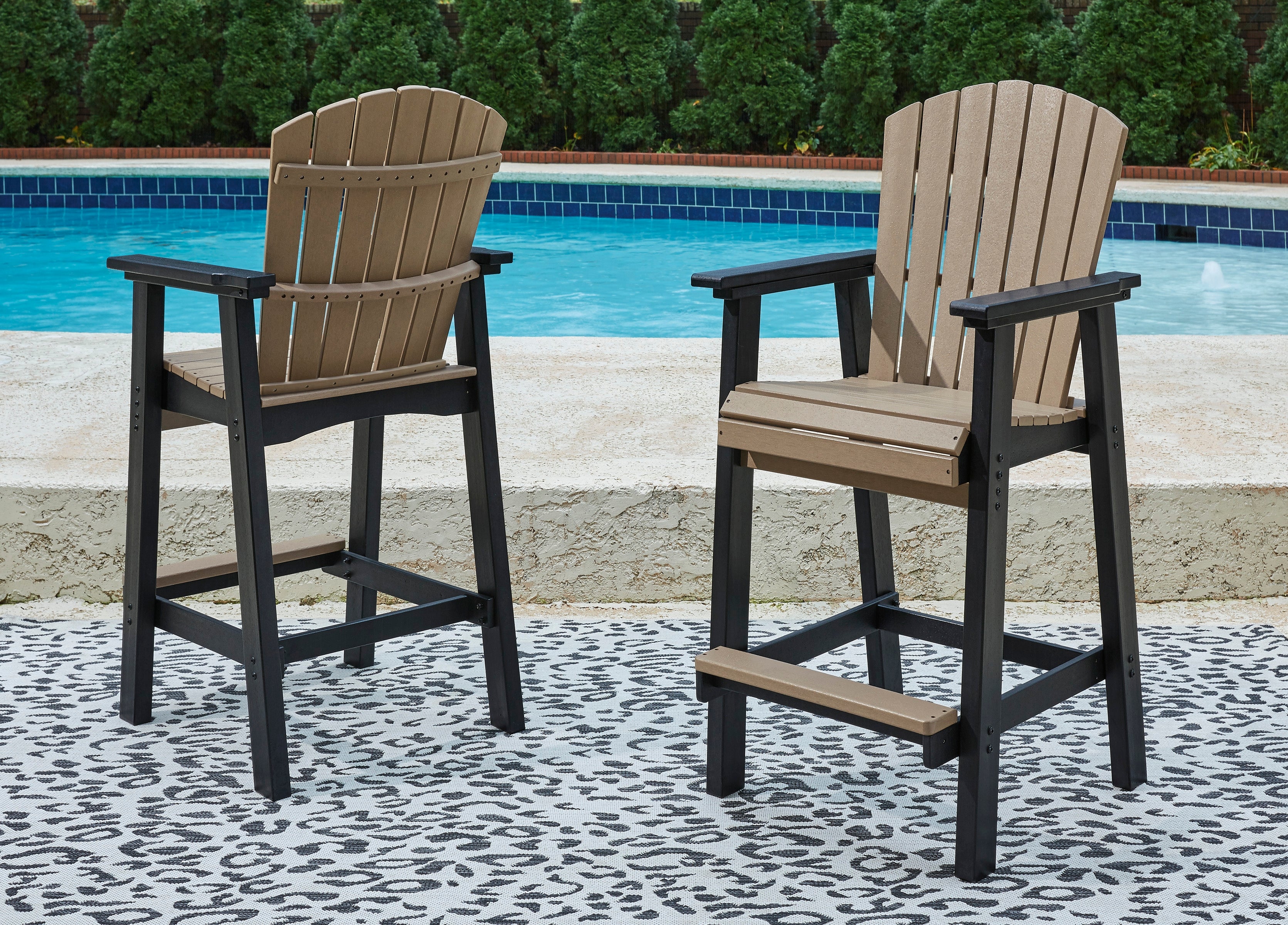 Fine Furniture & Decor - Ashley Furniture - Fairen Trail Outdoor - Tall Barstool (Set of 2) / Black/Driftwood - P211-130