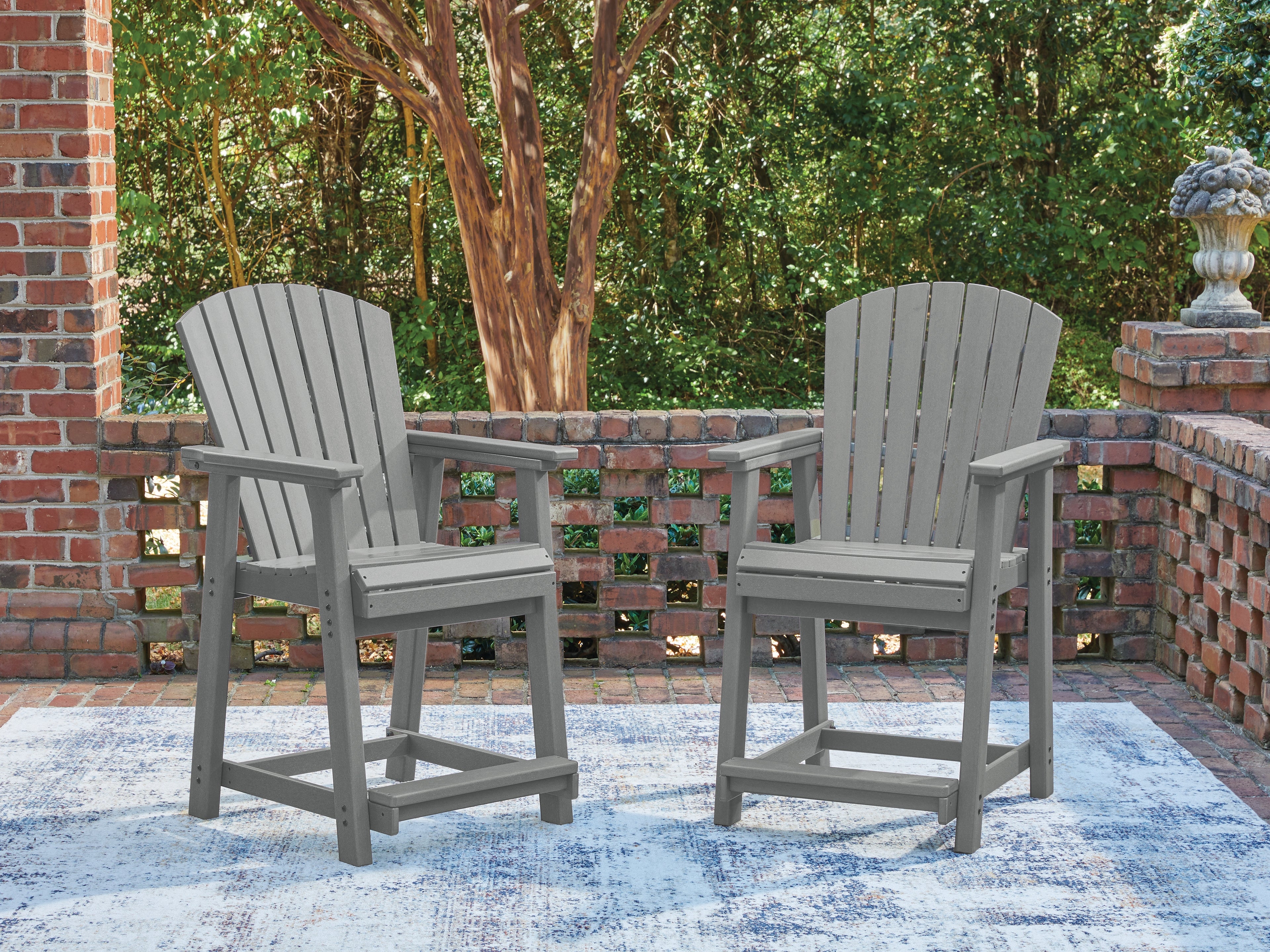 Fine Furniture & Decor - Ashley Furniture - Sanctuary Beach Outdoor - Barstool (Set of 2) / Dark Gray - PCP227-124