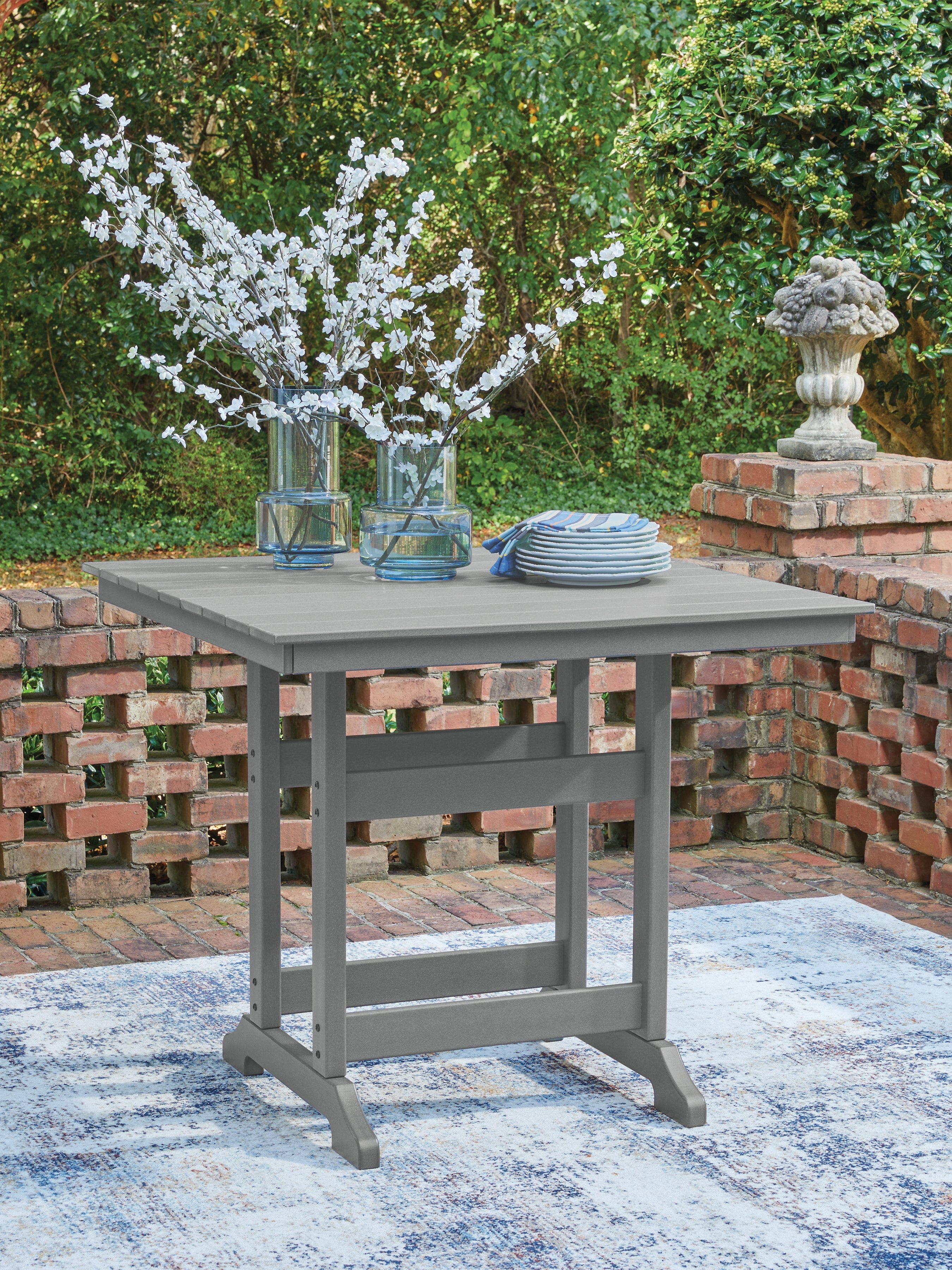 Fine Furniture & Decor - Ashley Furniture - Sanctuary Beach Outdoor - Square Counter TBL w/UMB OPT - PCP227-632