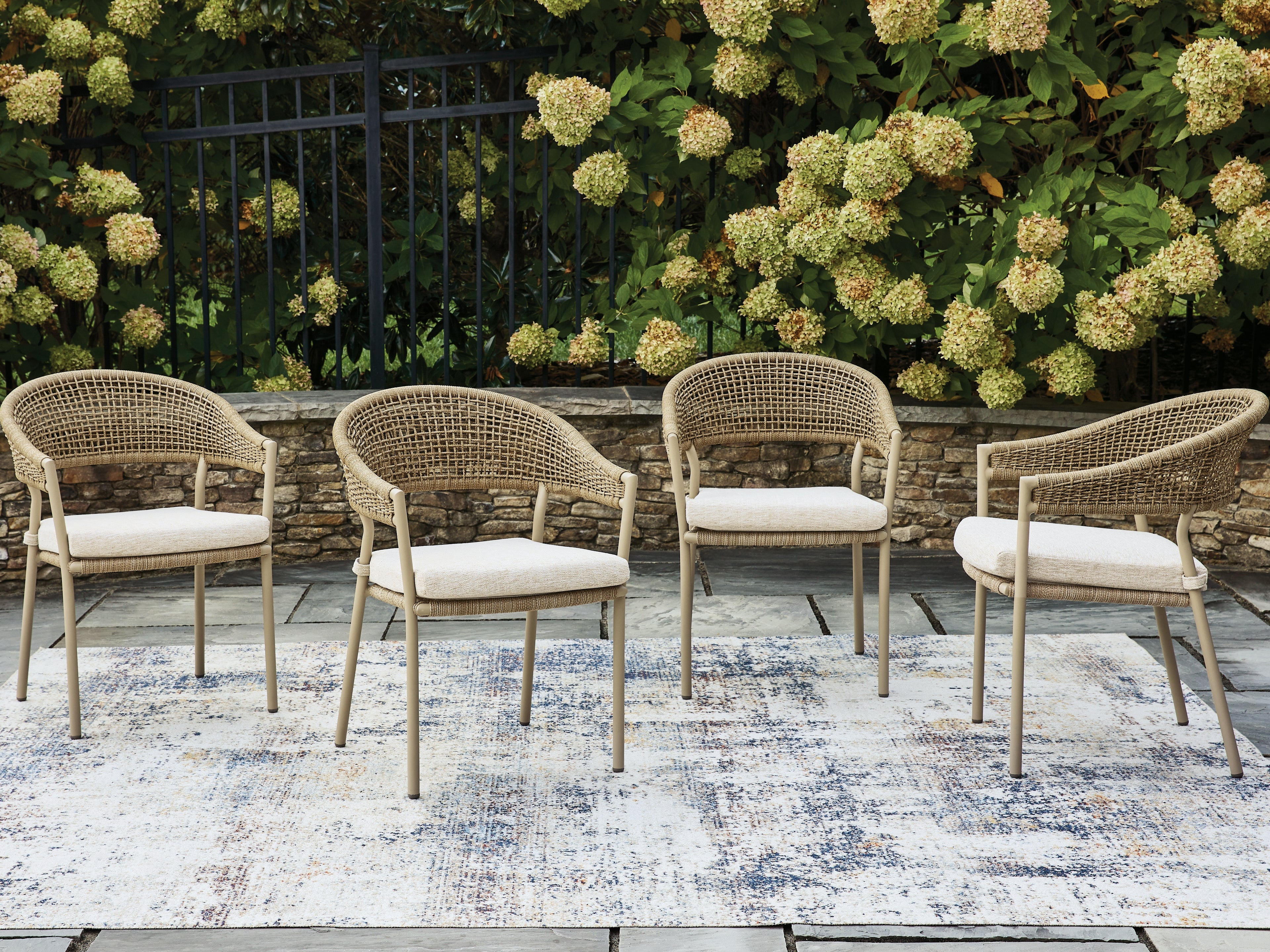 Fine Furniture & Decor - Ashley Furniture - Orchard Beach Outdoor - Arm Chair With Cushion (4/CN) / Beige - PCP373-601A