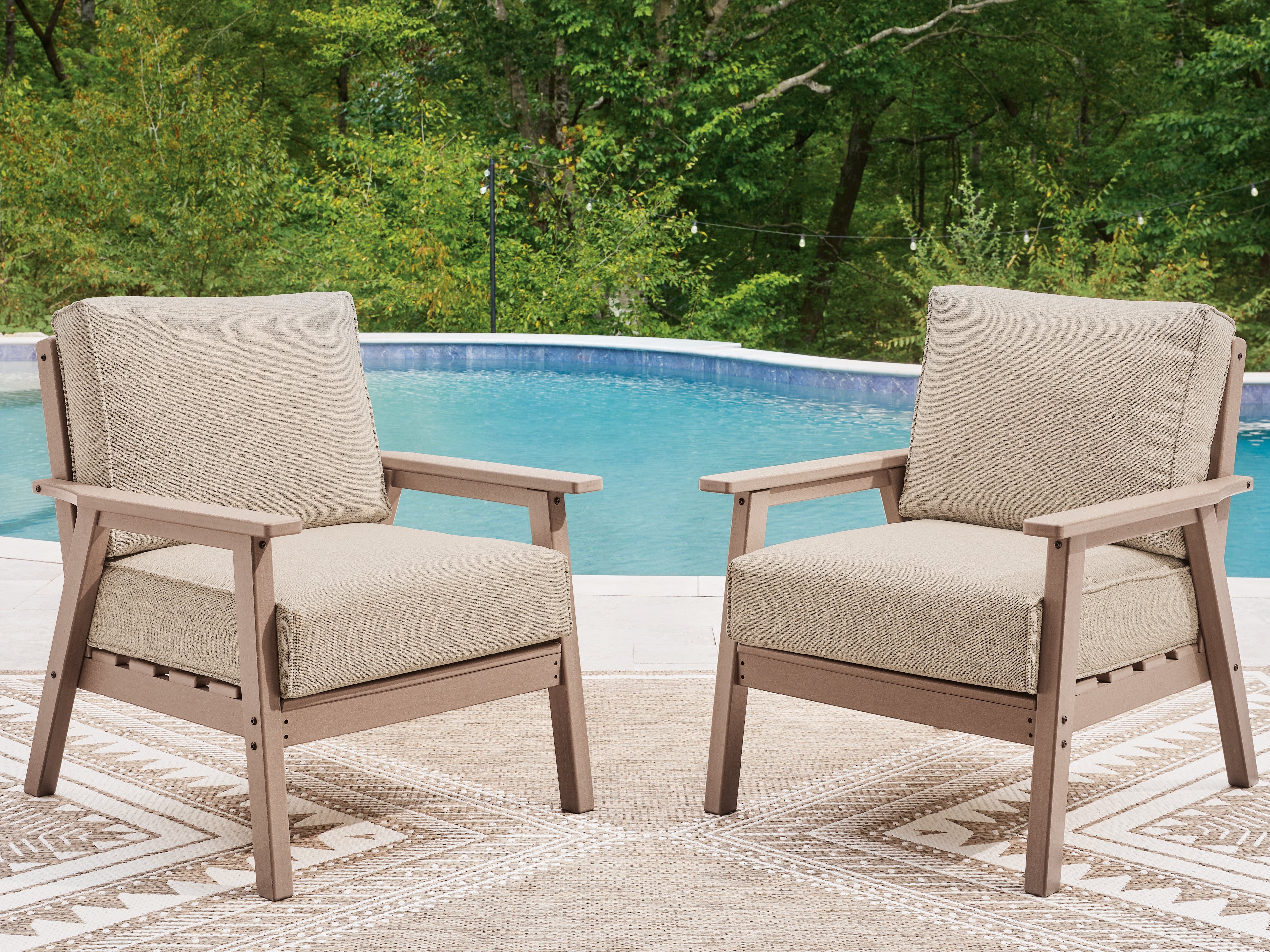 Fine Furniture & Decor - Ashley Furniture - Grover Beach Outdoor - Lounge Chair w/Cushion (Set of 2) / Driftwood - PCP422-820