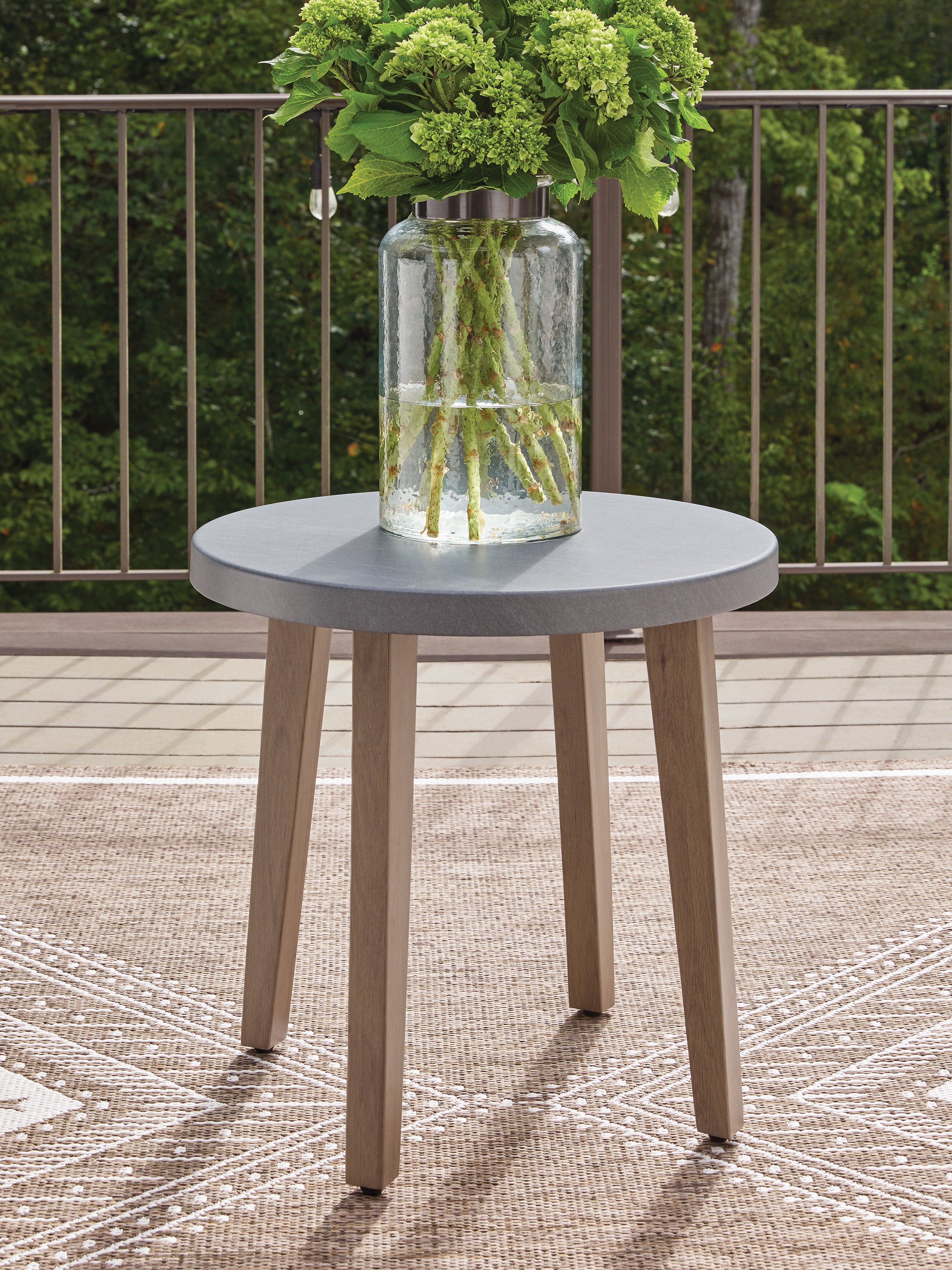 Fine Furniture & Decor - Ashley Furniture - Harmony Headlands Outdoor - Round End Table / Natural/Gray - PCP428-706