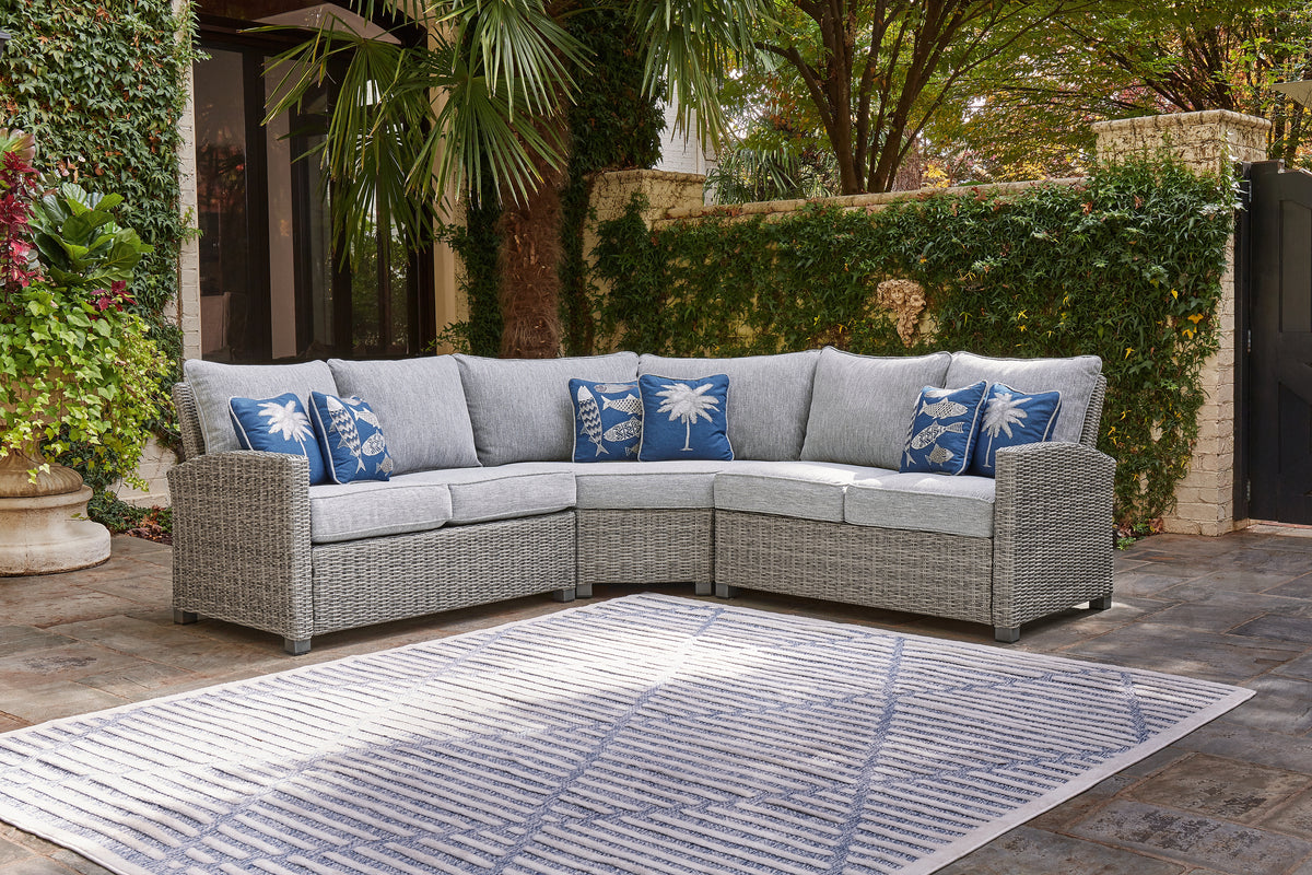Fine Furniture & Decor - Ashley Furniture - Naples Beach Outdoor - 3-Piece Outdoor Sectional / Light Gray - P439P1