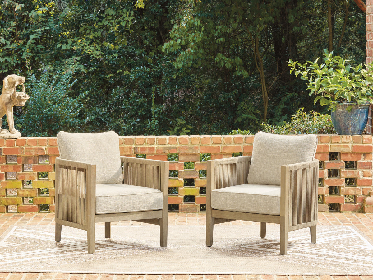 Fine Furniture & Decor - Ashley Furniture - Spooners Cove Outdoor - Lounge Chair w/Cushion (Set of 2) - PCP469-820