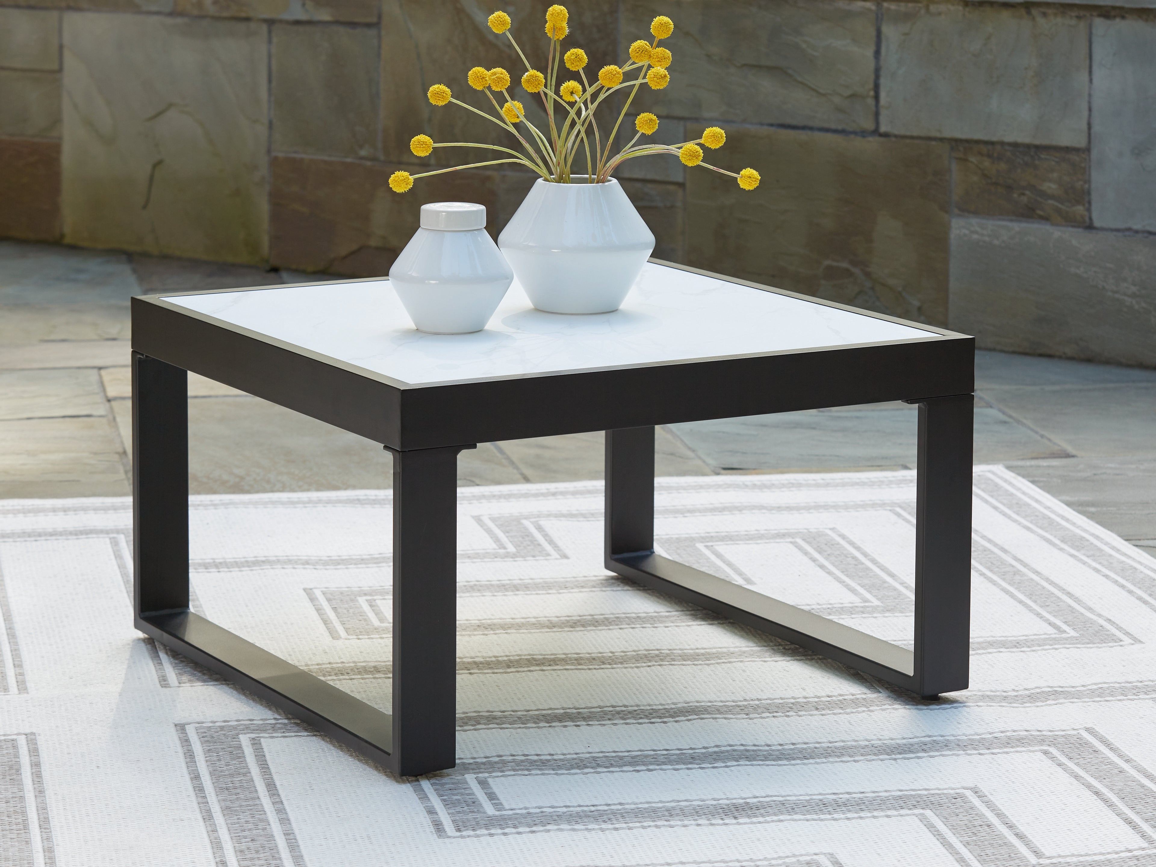 Fine Furniture & Decor - Ashley Furniture - Beachloft Outdoor - Square Cocktail Table / Black/Gray - P490-708