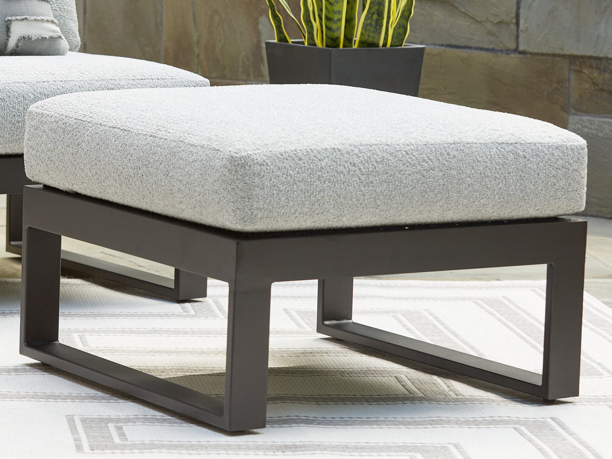 Fine Furniture & Decor - Ashley Furniture - Beachloft Outdoor - Ottoman with Cushion / Black/Gray - P490-814