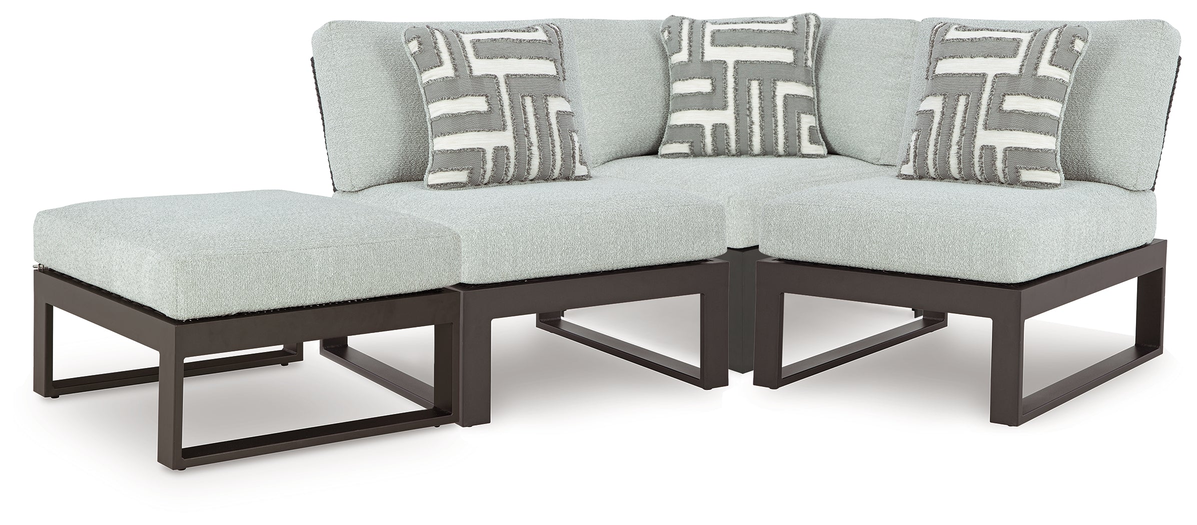 Fine Furniture & Decor - Ashley Furniture - Beachloft Outdoor - 4-Piece Outdoor Sectional / Black/Gray - P490P7