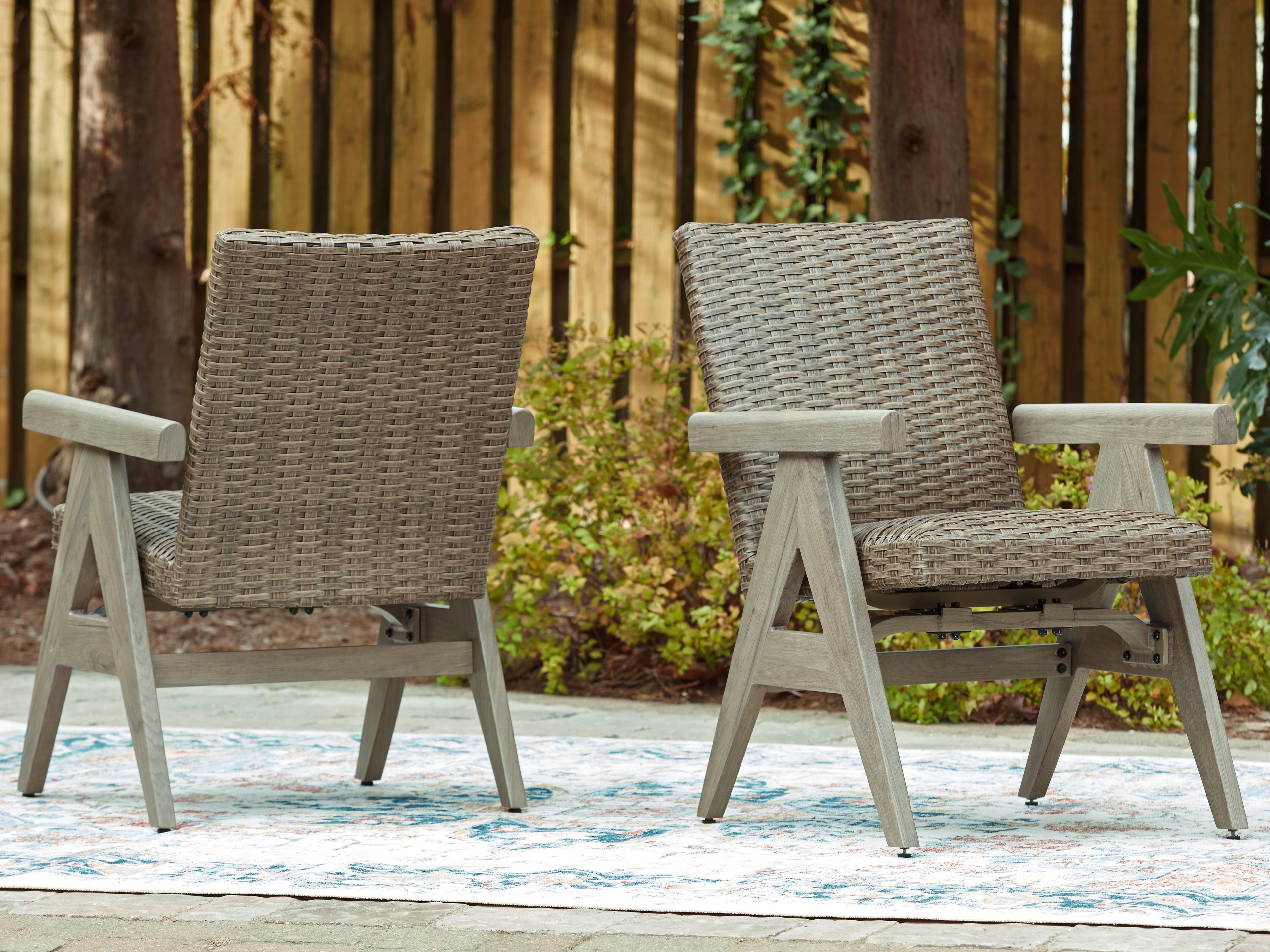 Fine Furniture & Decor - Ashley Furniture - Cliff Trails Outdoor - Rocking Arm Chair (Set of 2) / Beige - PCP690-602A