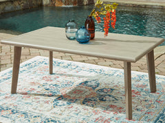 Fine Furniture & Decor - Ashley Furniture - Cliff Trails Outdoor - Square Fire Pit Table / Beige - PCP690-772