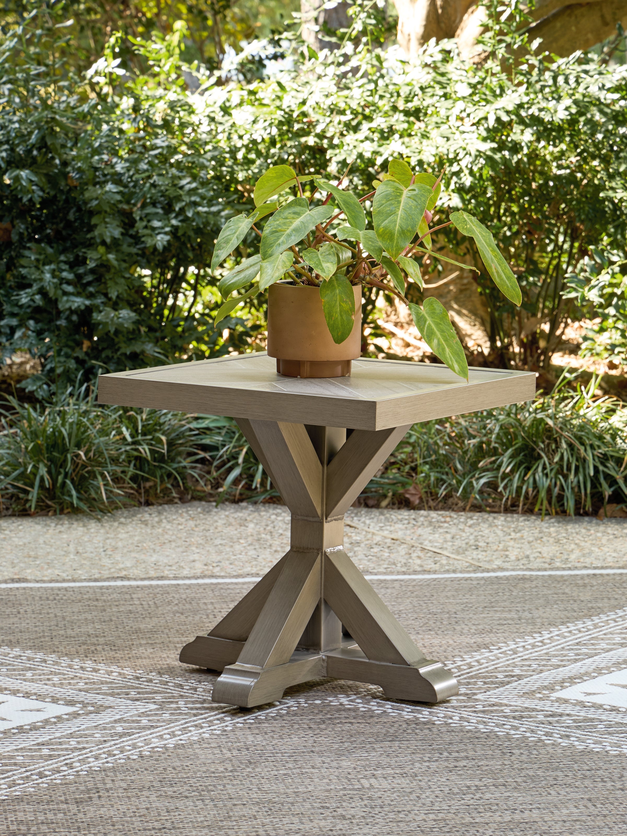 Fine Furniture & Decor - Ashley Furniture - Laguna Heights Outdoor - Square End Table / Beige - PCP790-702