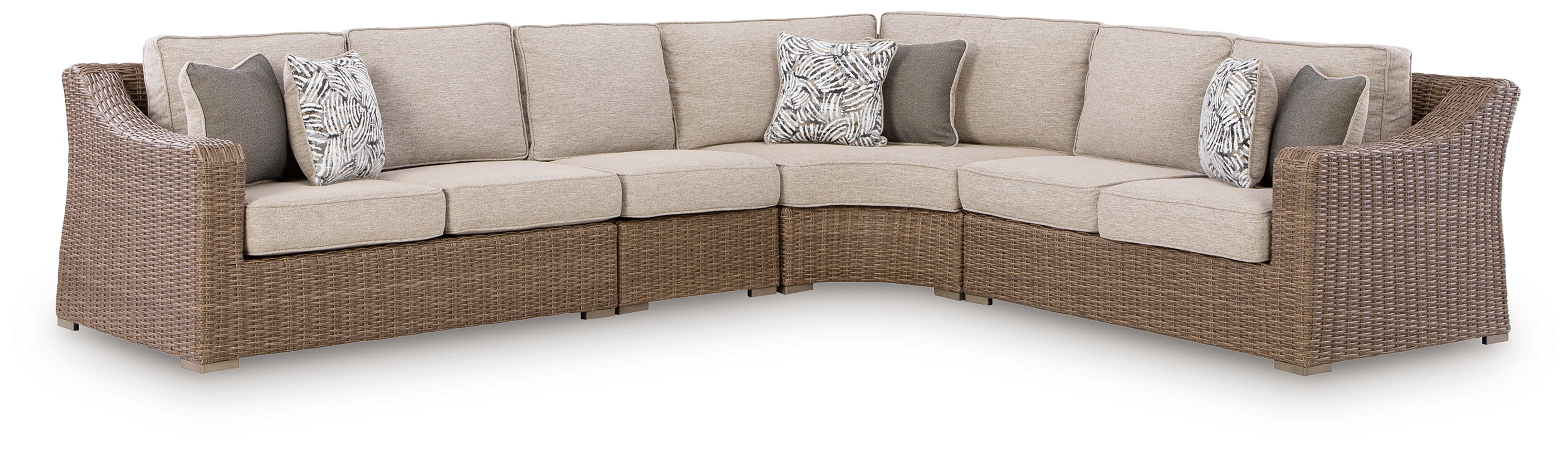 Fine Furniture & Decor - Ashley Furniture - Laguna Heights Outdoor - 4-Piece Outdoor Sectional / Beige - PCP790P2