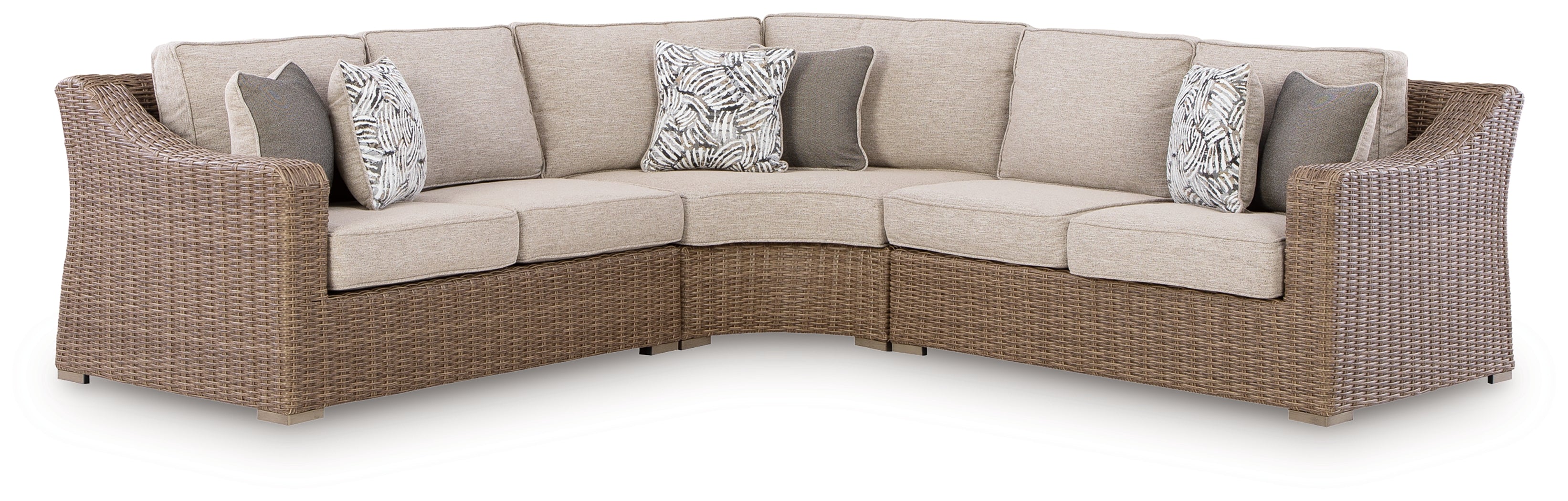 Fine Furniture & Decor - Ashley Furniture - Laguna Heights Outdoor - 3-Piece Outdoor Sectional / Beige - PCP790P1