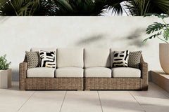 Fine Furniture & Decor - Ashley Furniture - Beachcroft Outdoor - Arm Chair With Cushion (Set of 2) / Beige - P791-601A