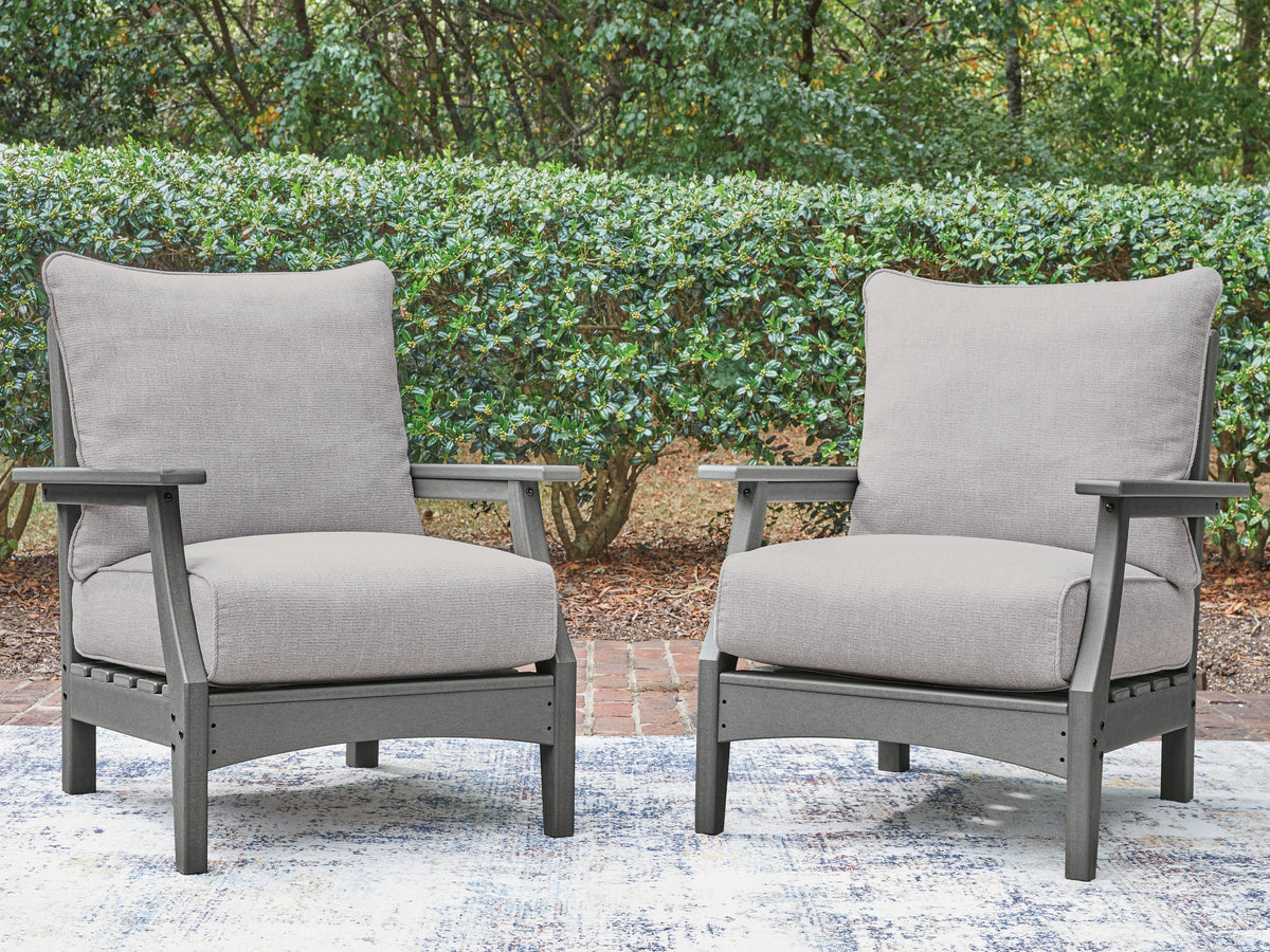 Fine Furniture & Decor - Ashley Furniture - Cove Beach Outdoor - Lounge Chair w/Cushion (Set of 2) - PCP803-820