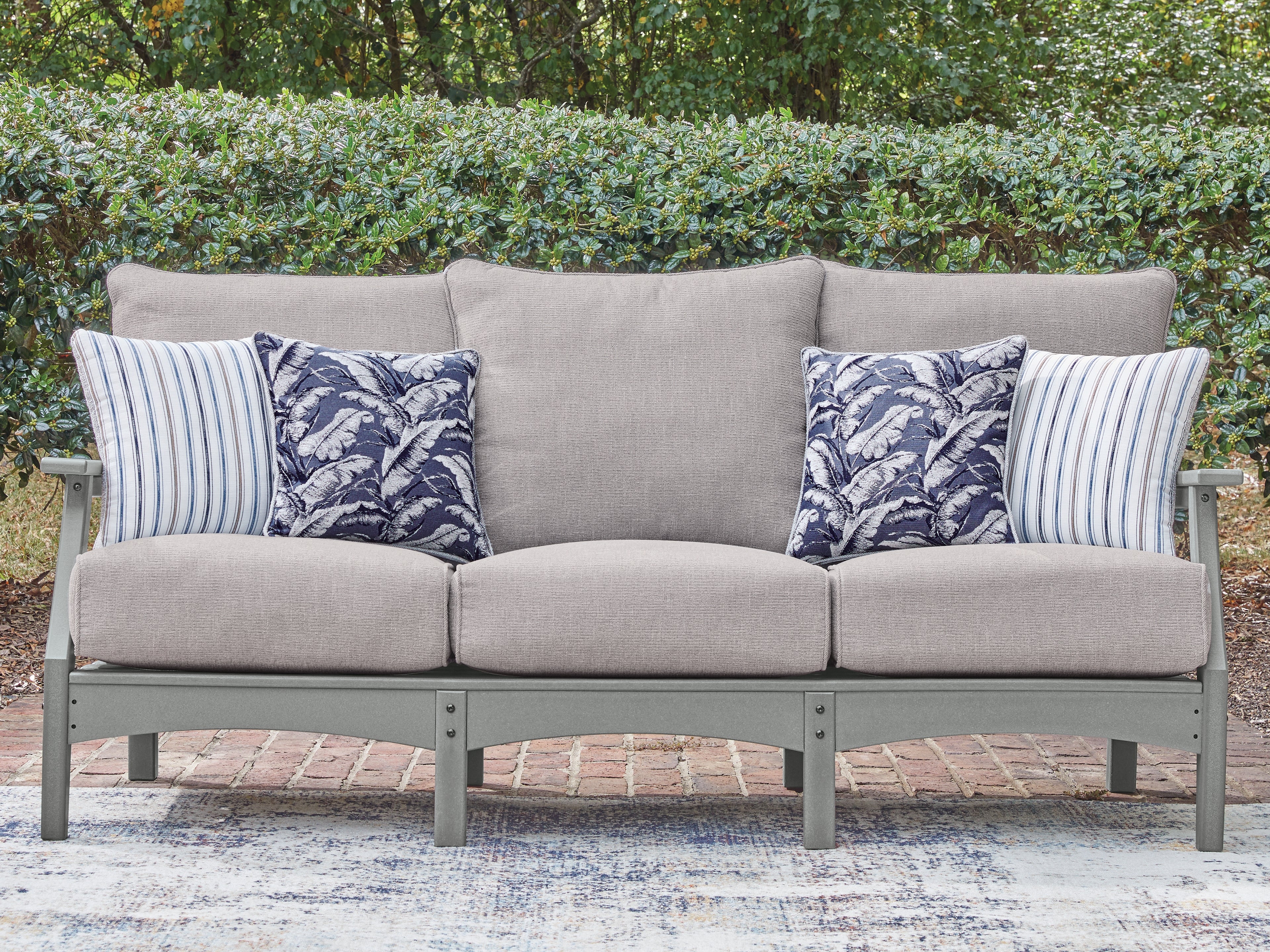 Fine Furniture & Decor - Ashley Furniture - Cove Beach Outdoor - Sofa with Cushion / Gray - PCP803-838