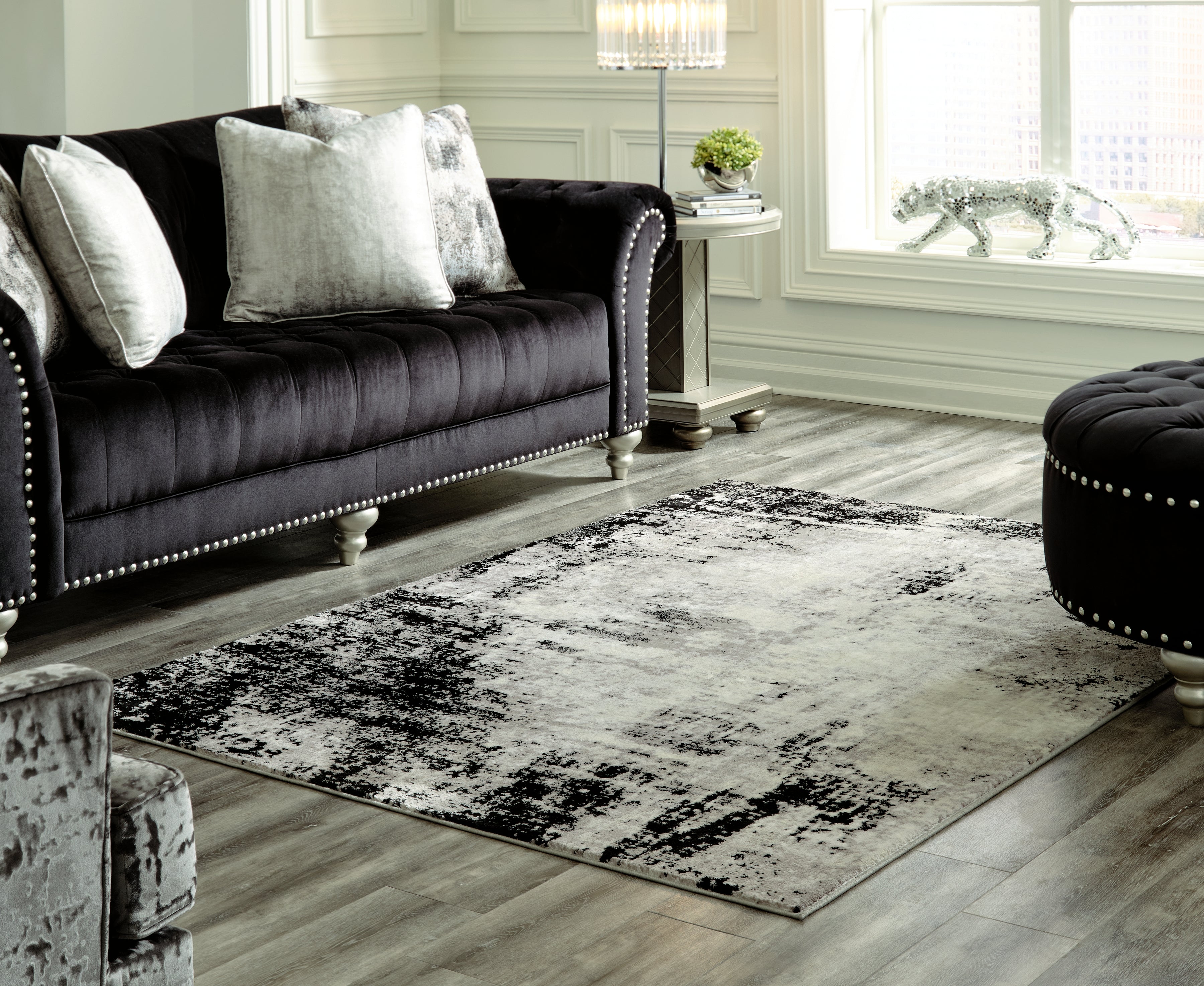 Fine Furniture & Decor - Ashley Furniture - Zekeman Rug - 7'10" x 10' Rug / Black/Cream/Gray - R404921